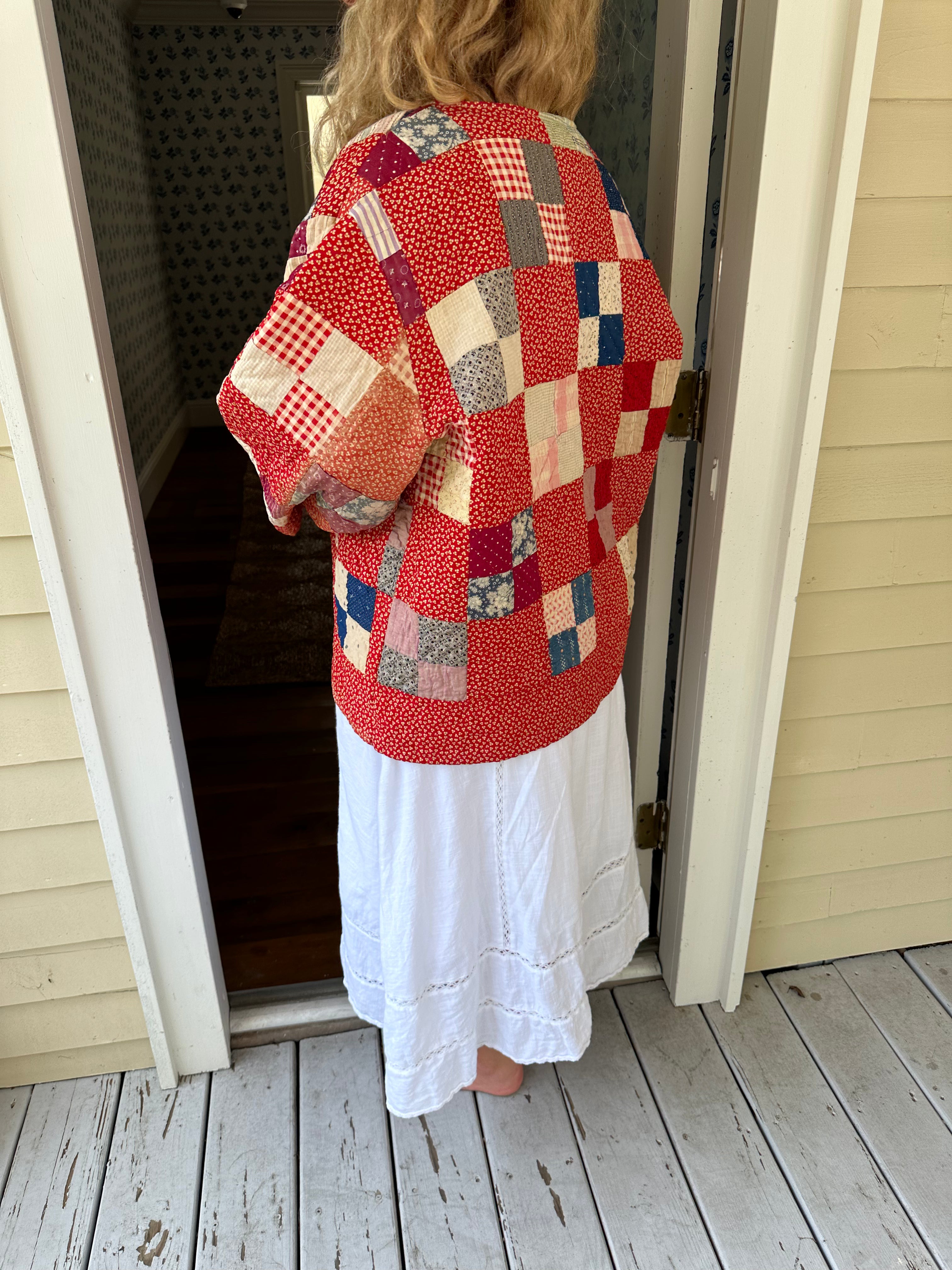 Red Four Square Quilt Jacket