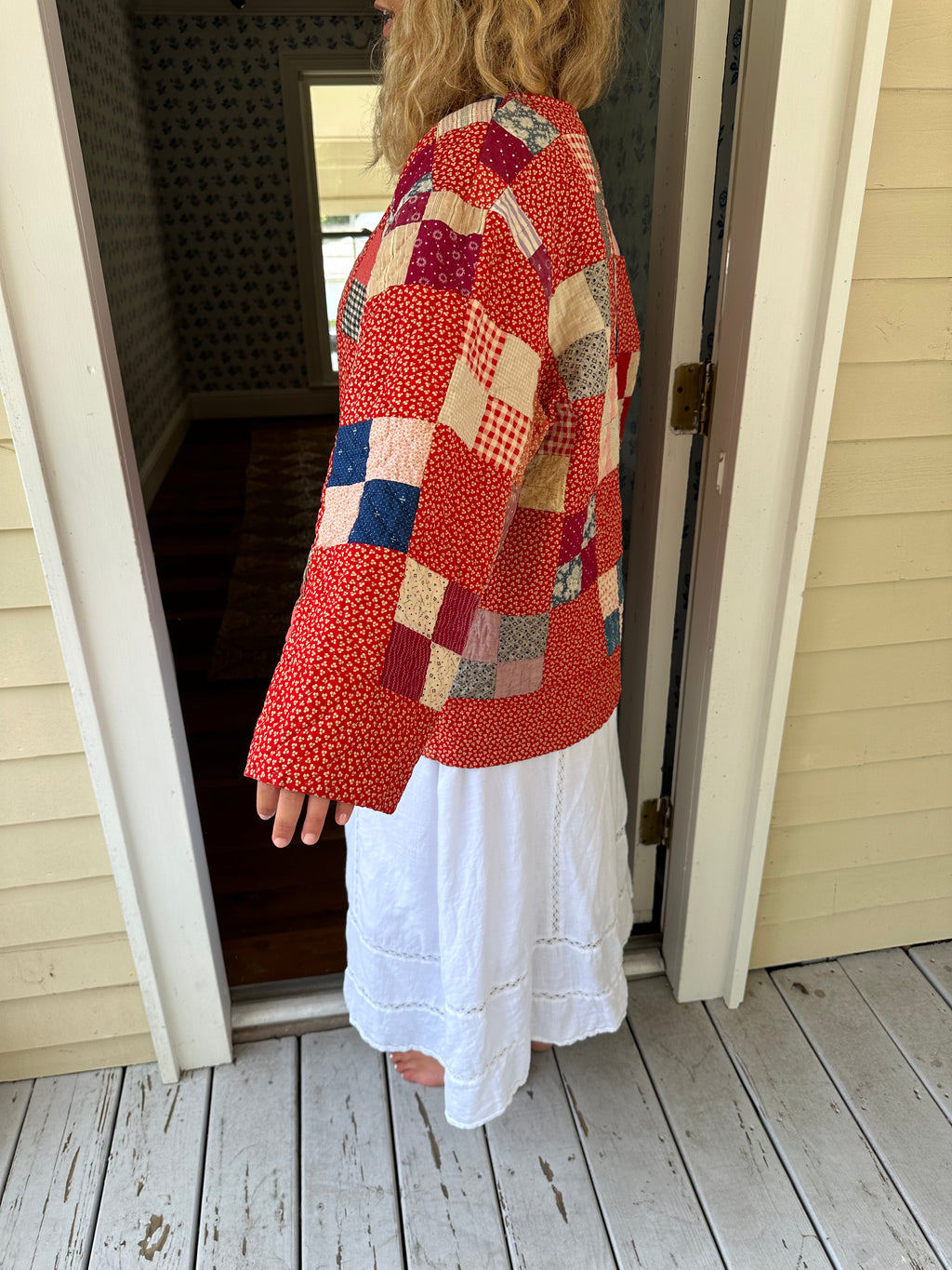 Red Four Square Quilt Jacket