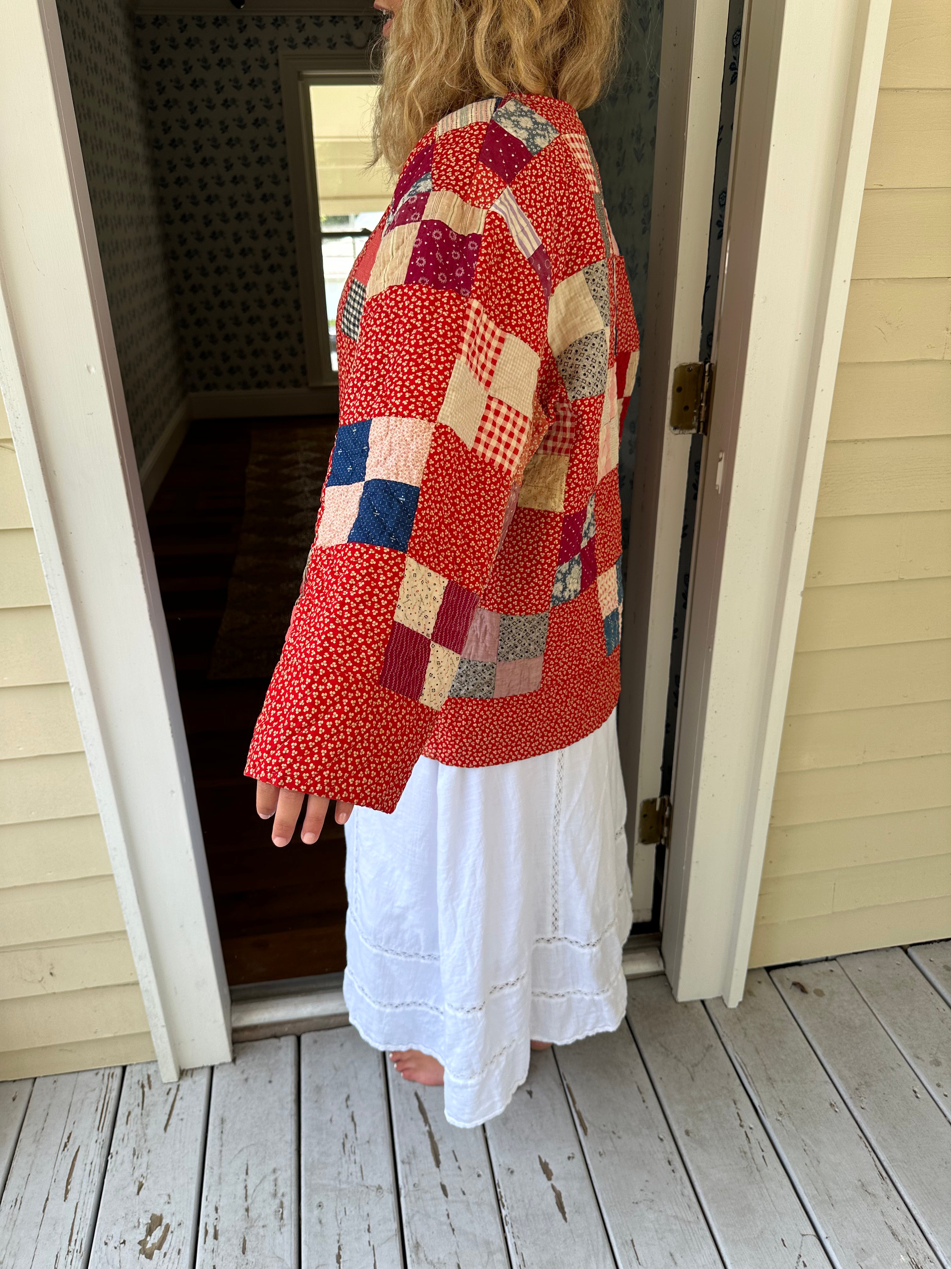 Red Four Square Quilt Jacket
