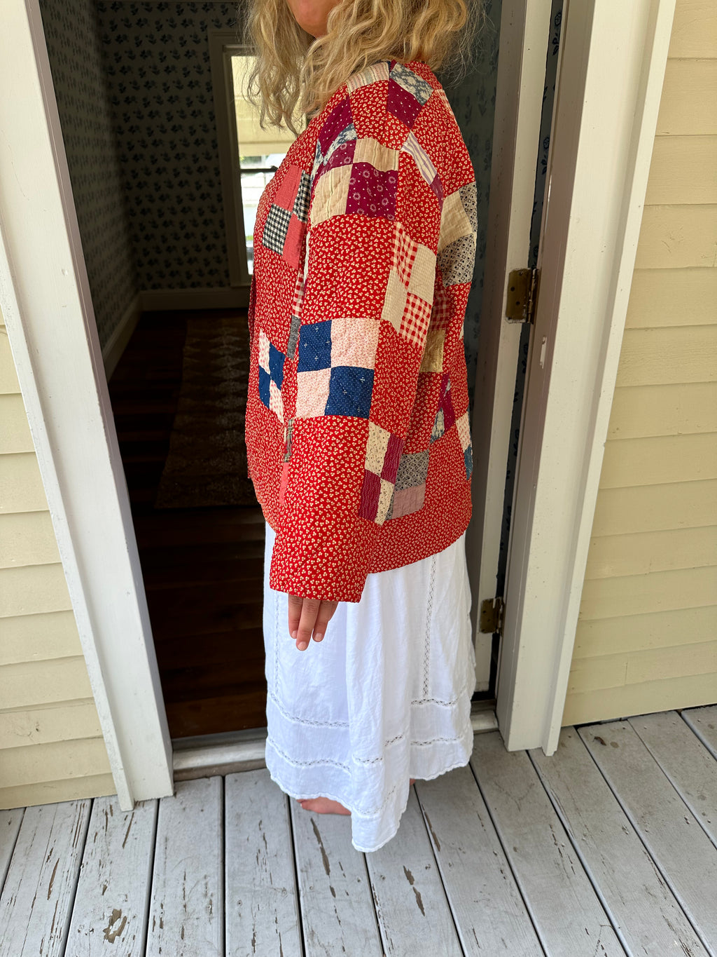 Red Four Square Quilt Jacket