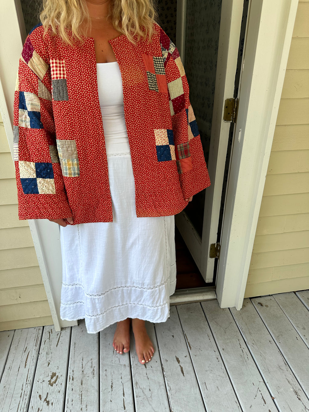 Red Four Square Quilt Jacket