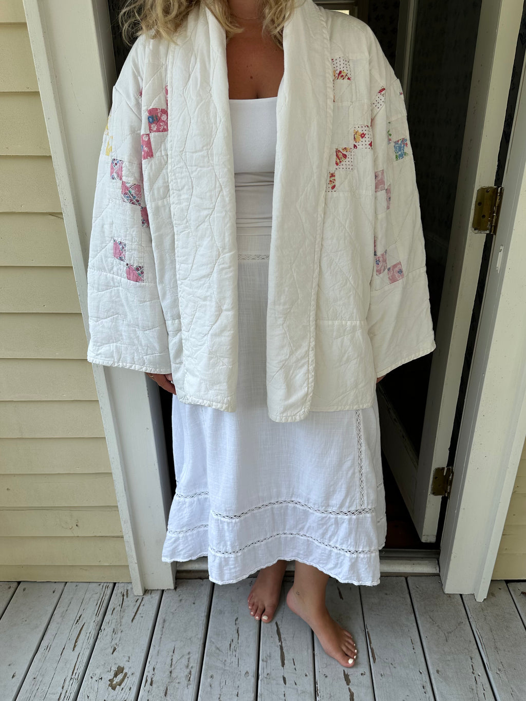 White Irish Chain Quilt Jacket