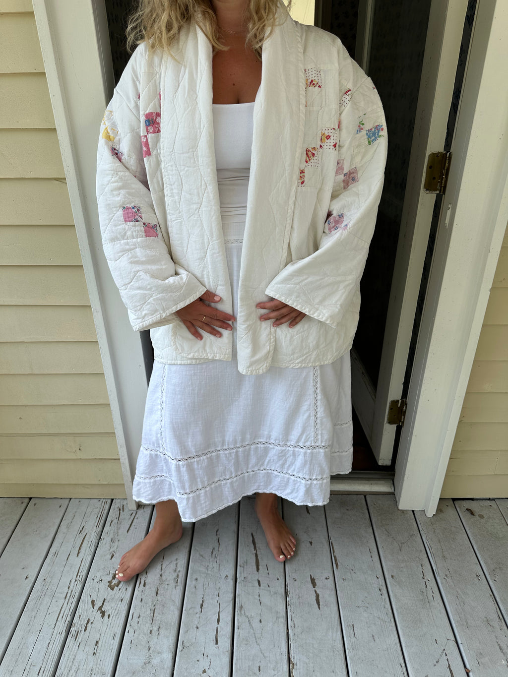 White Irish Chain Quilt Jacket