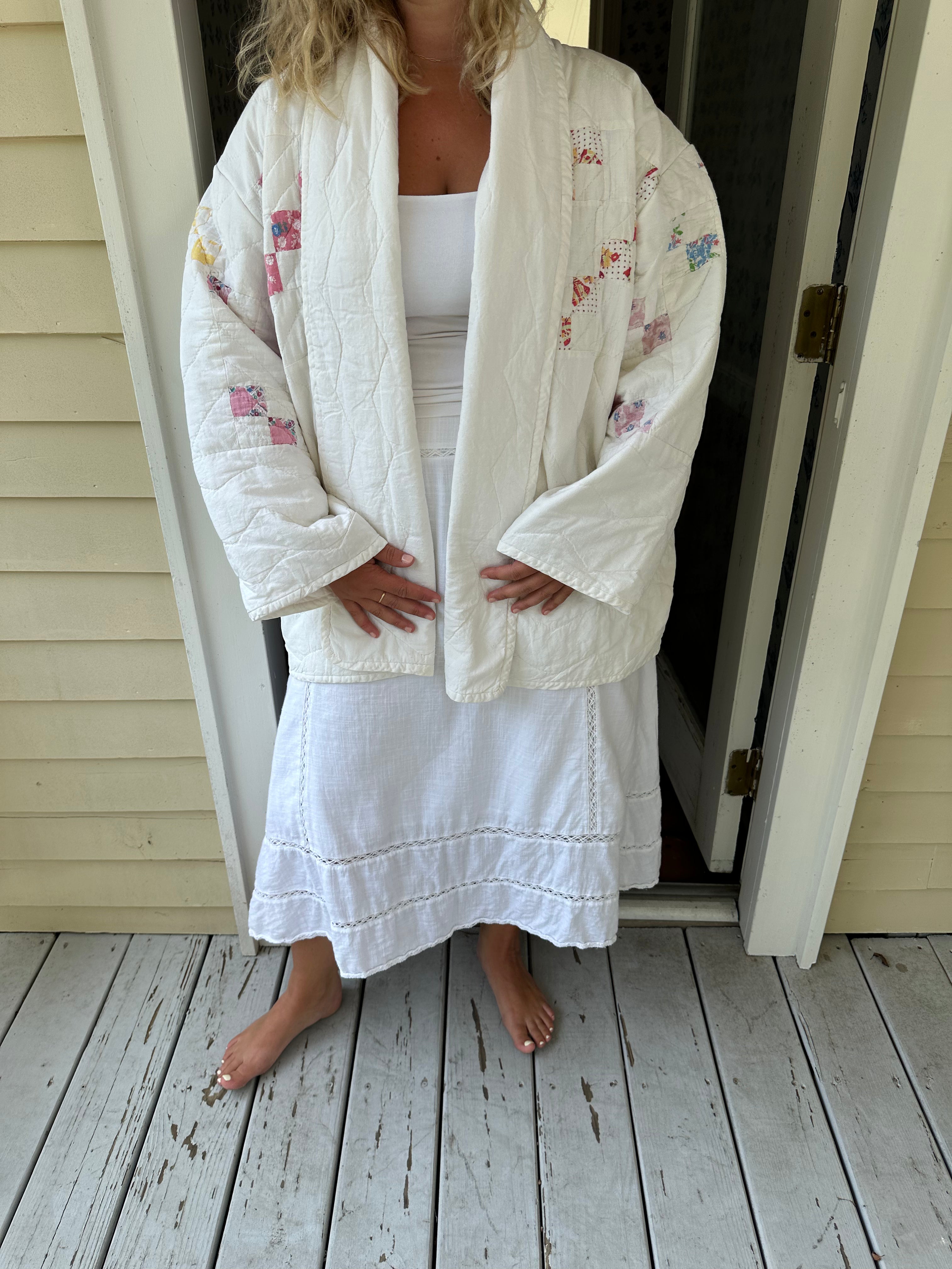 White Irish Chain Quilt Jacket