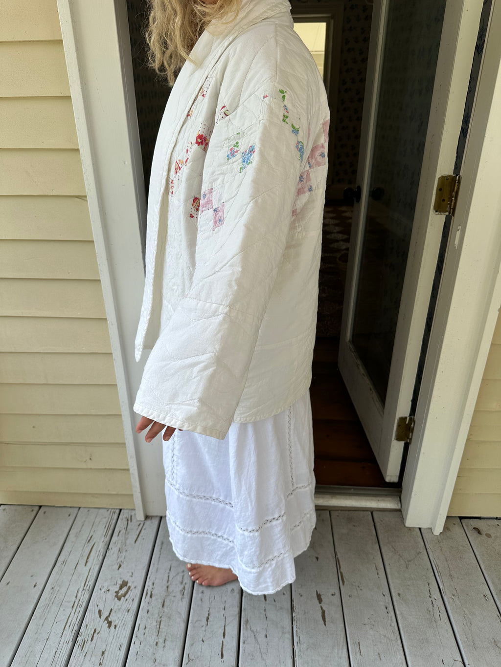 White Irish Chain Quilt Jacket
