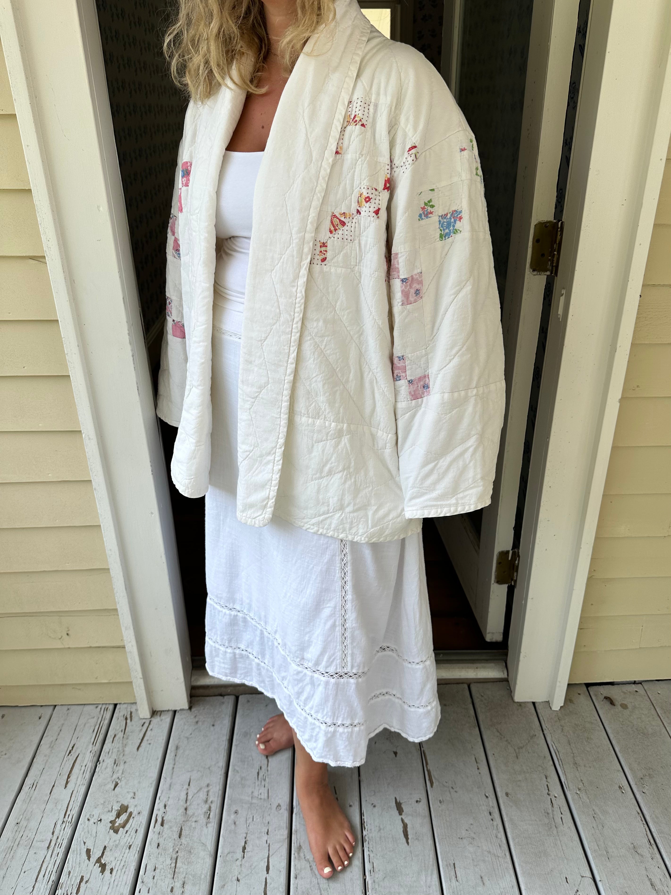 White Irish Chain Quilt Jacket