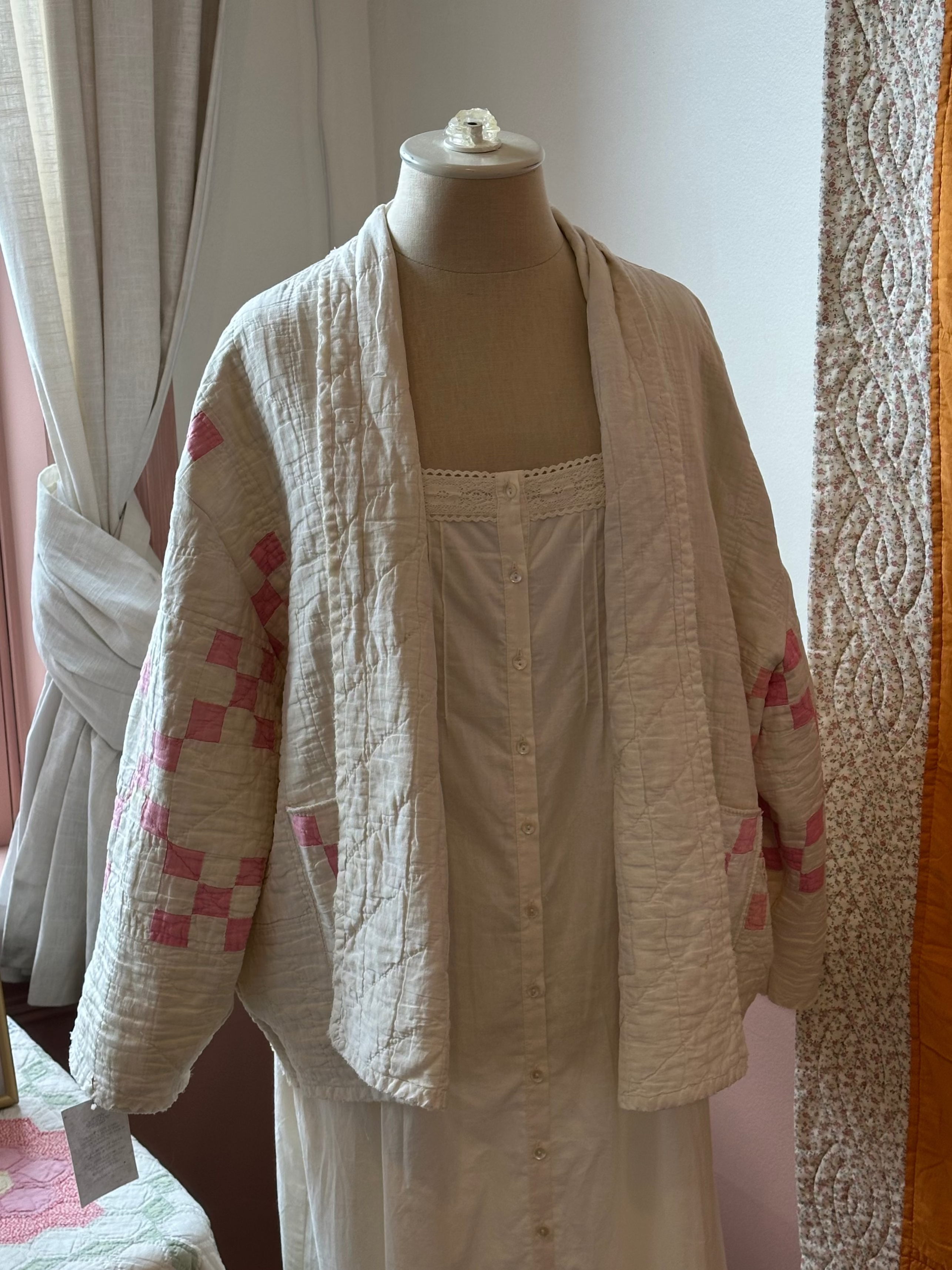 Pink & White Nine Patch Quilt Jacket