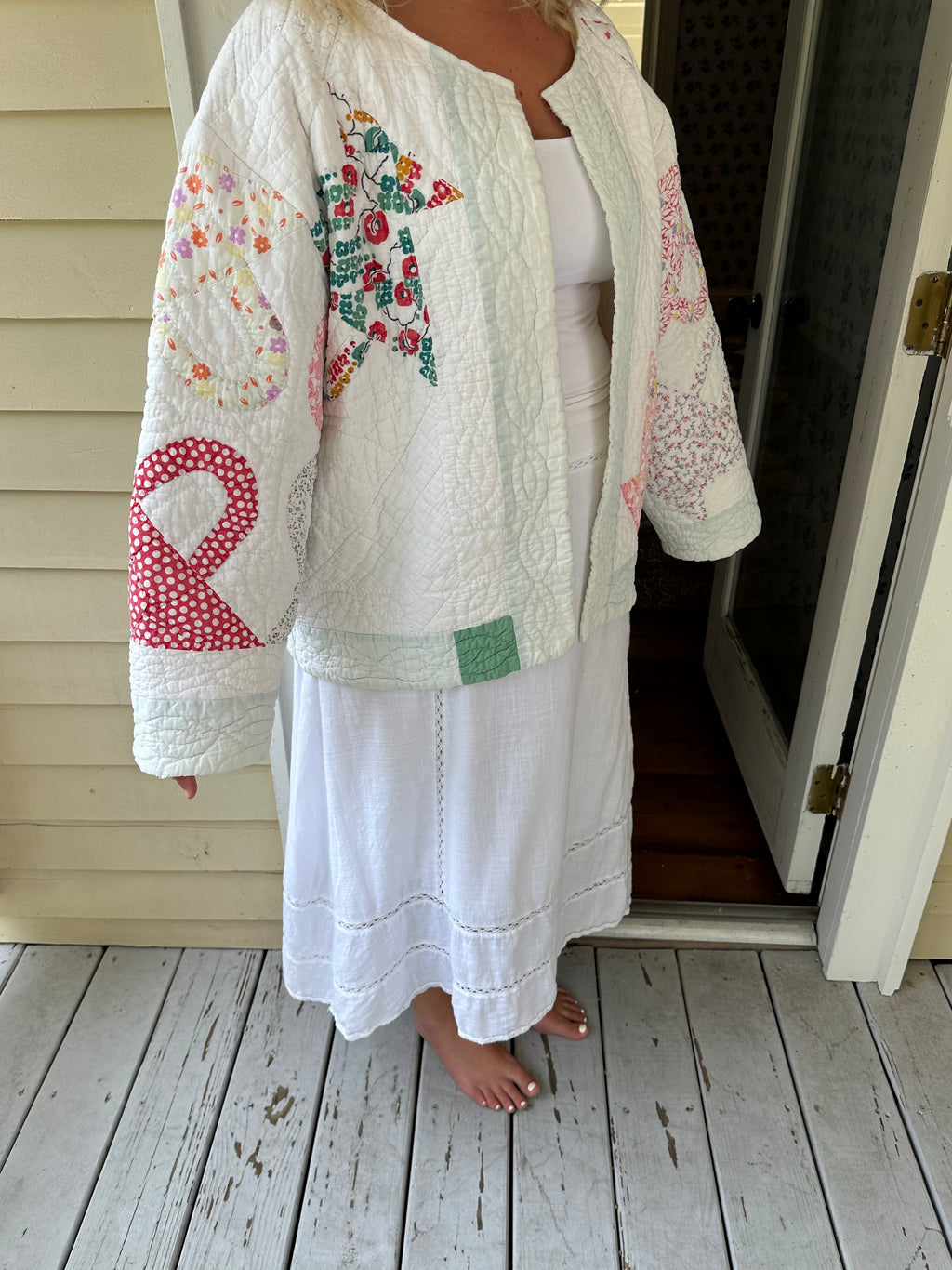 Green Border Basket Quilt Jacket