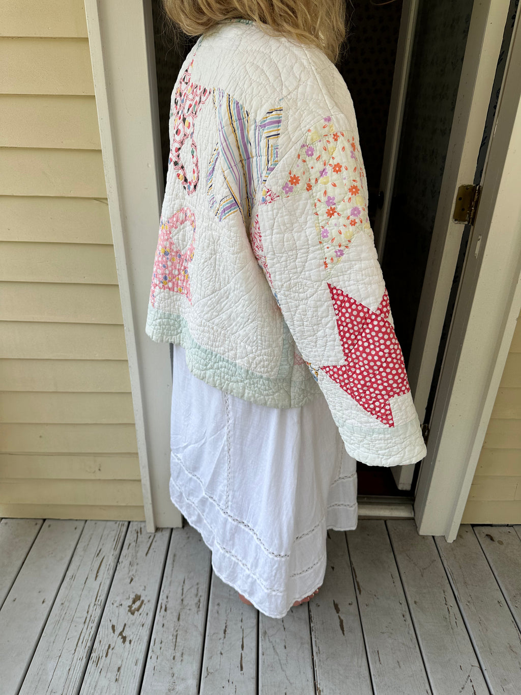 Green Border Basket Quilt Jacket