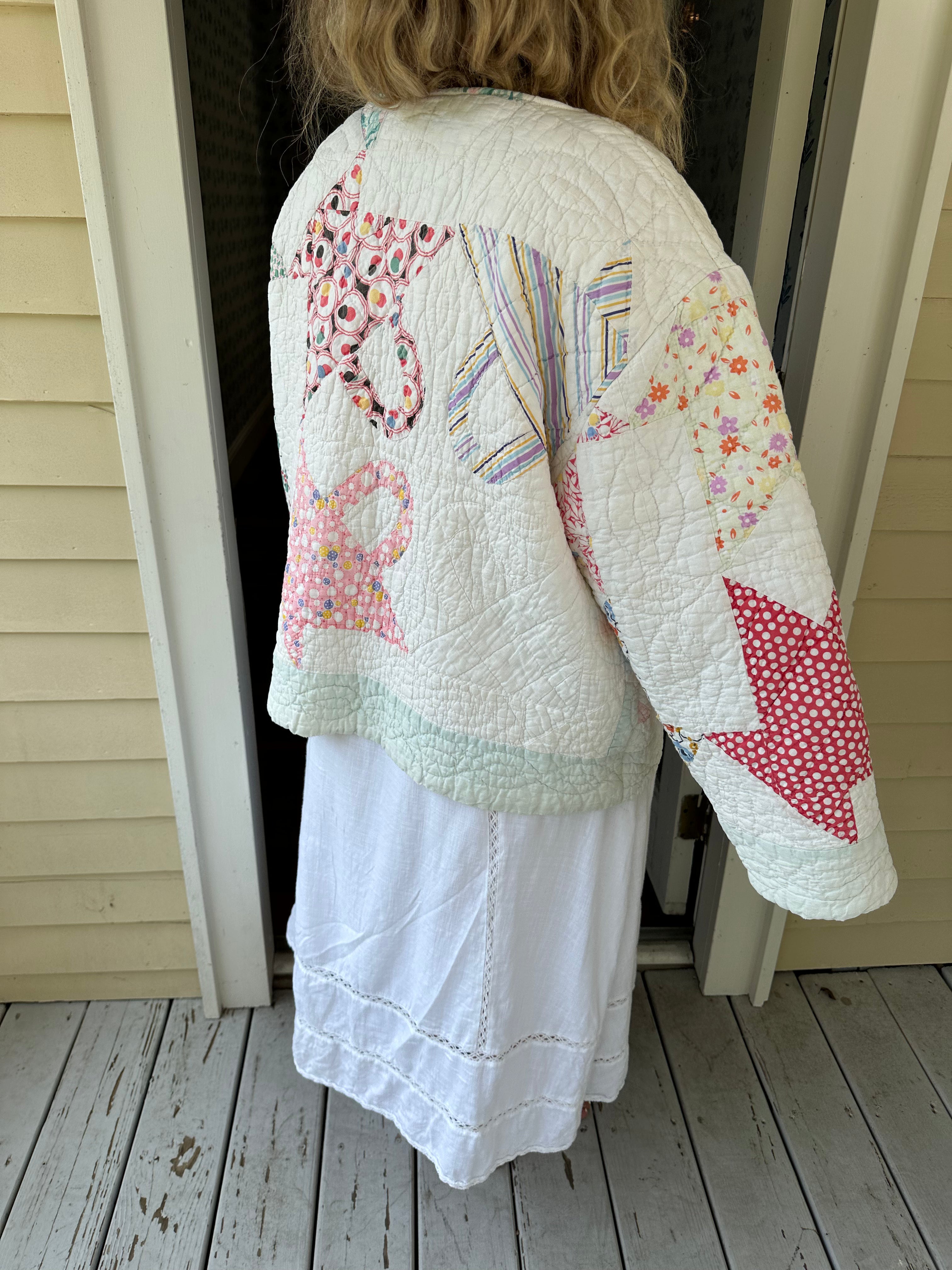 Green Border Basket Quilt Jacket