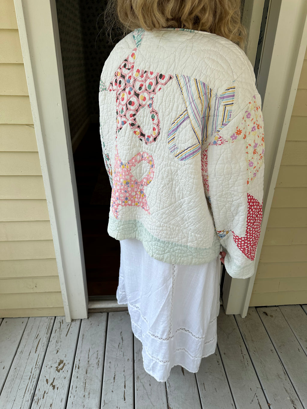 Green Border Basket Quilt Jacket