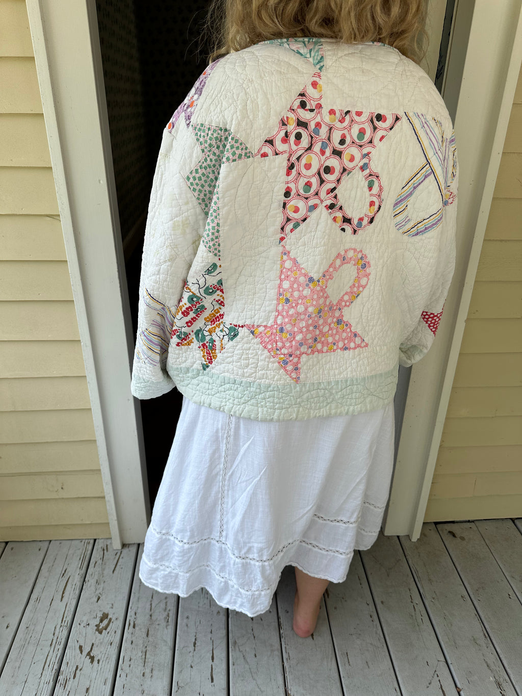 Green Border Basket Quilt Jacket