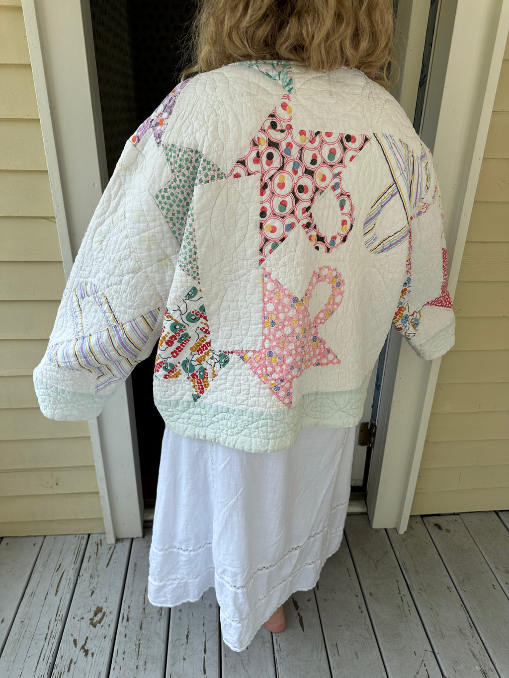 Green Border Basket Quilt Jacket