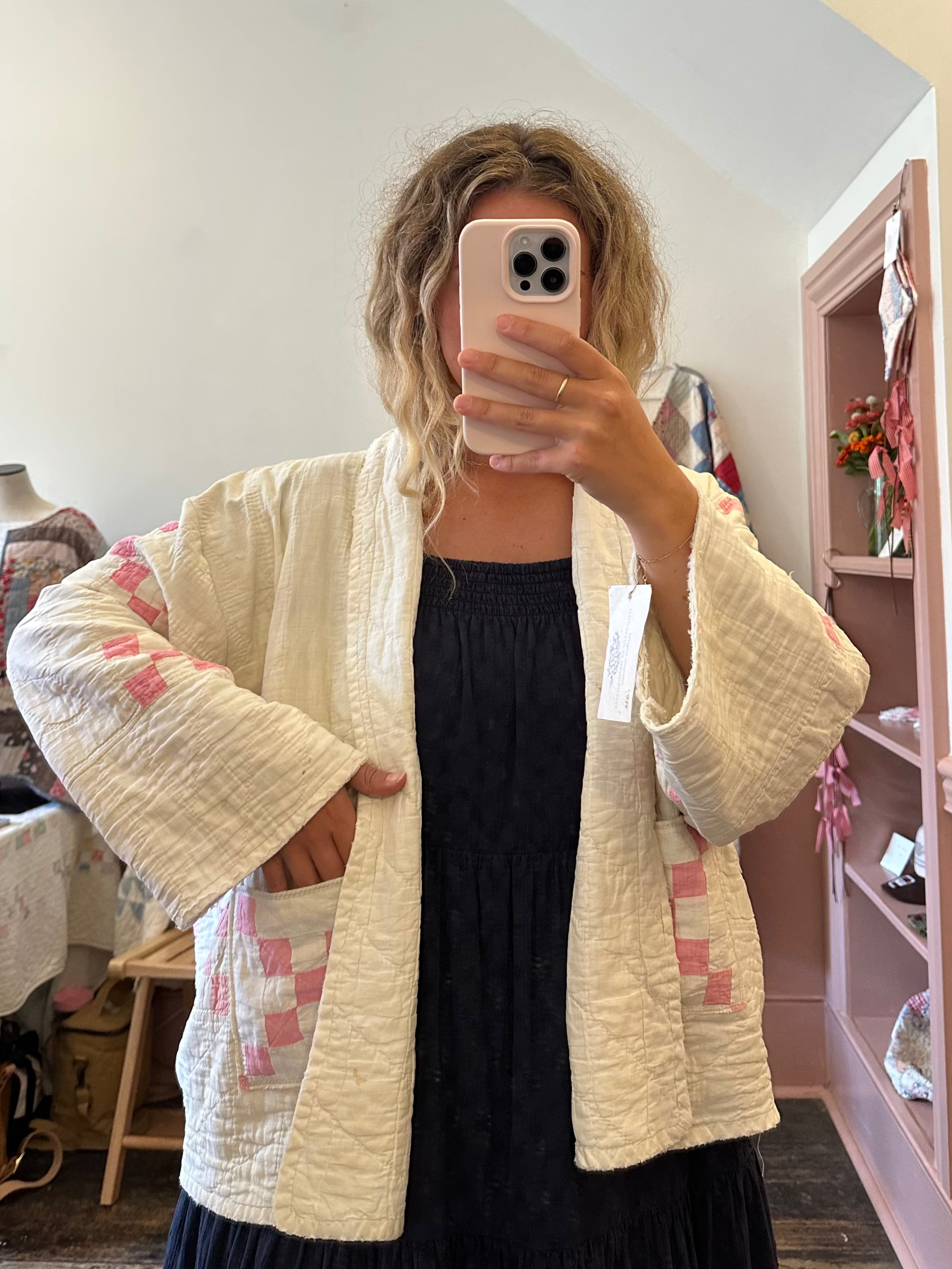 Pink & White Nine Patch Quilt Jacket