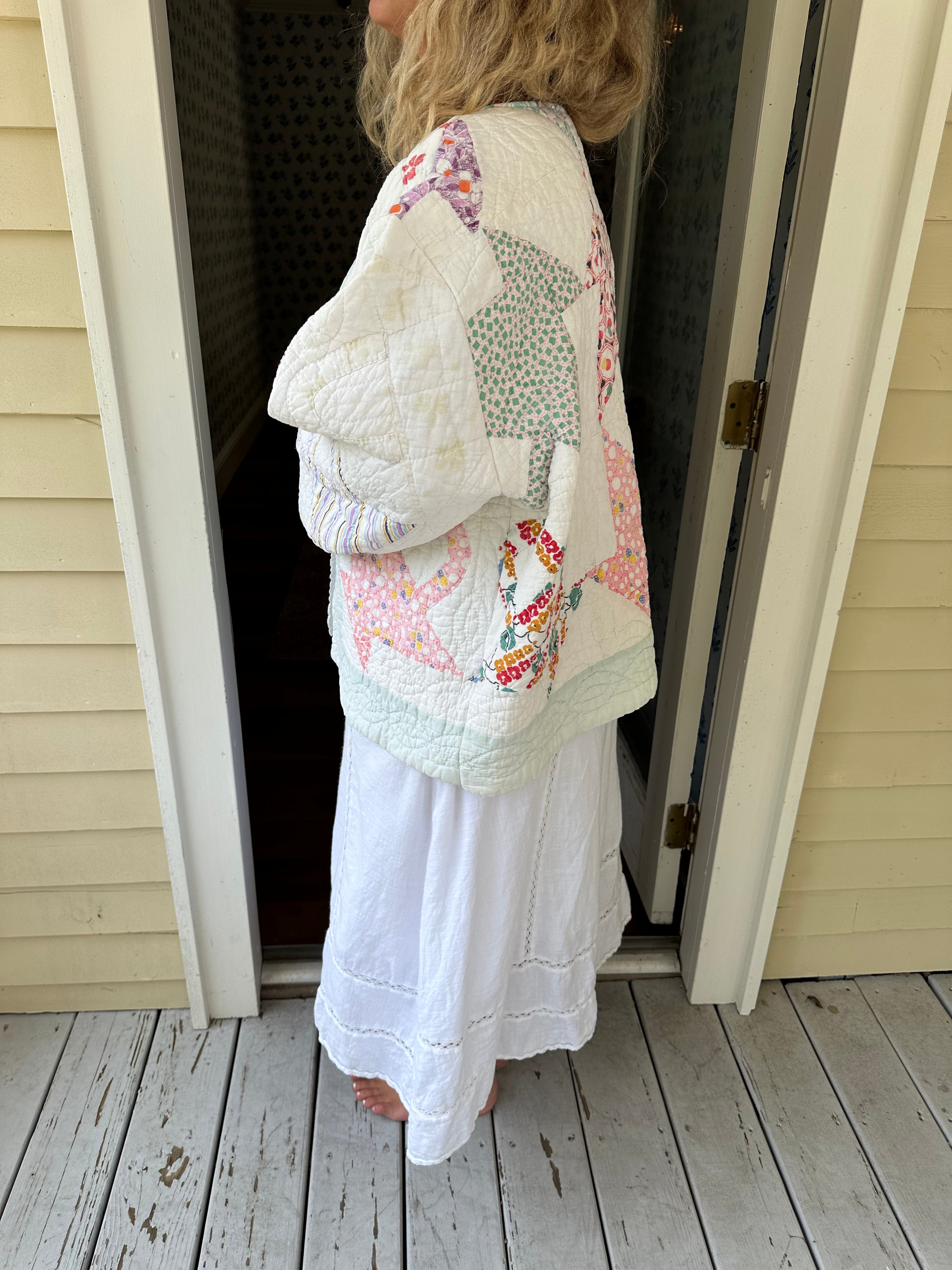 Green Border Basket Quilt Jacket