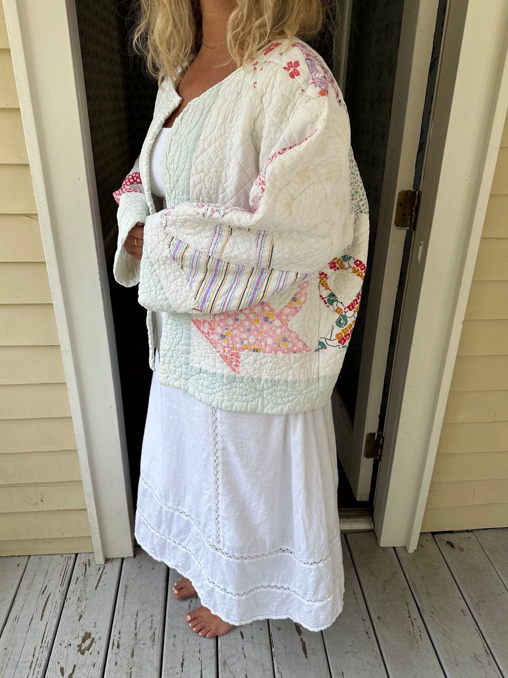 Green Border Basket Quilt Jacket