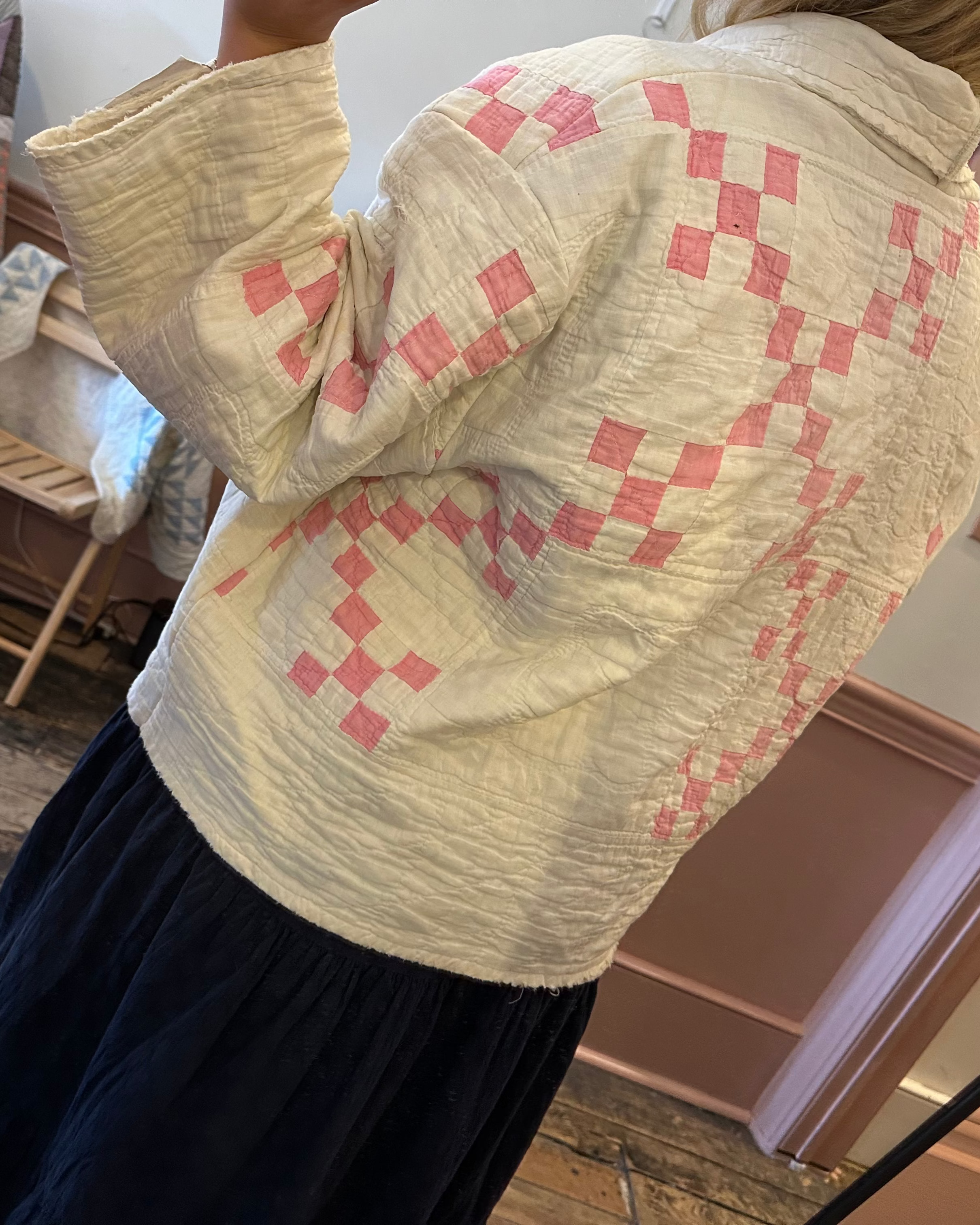 Pink & White Nine Patch Quilt Jacket