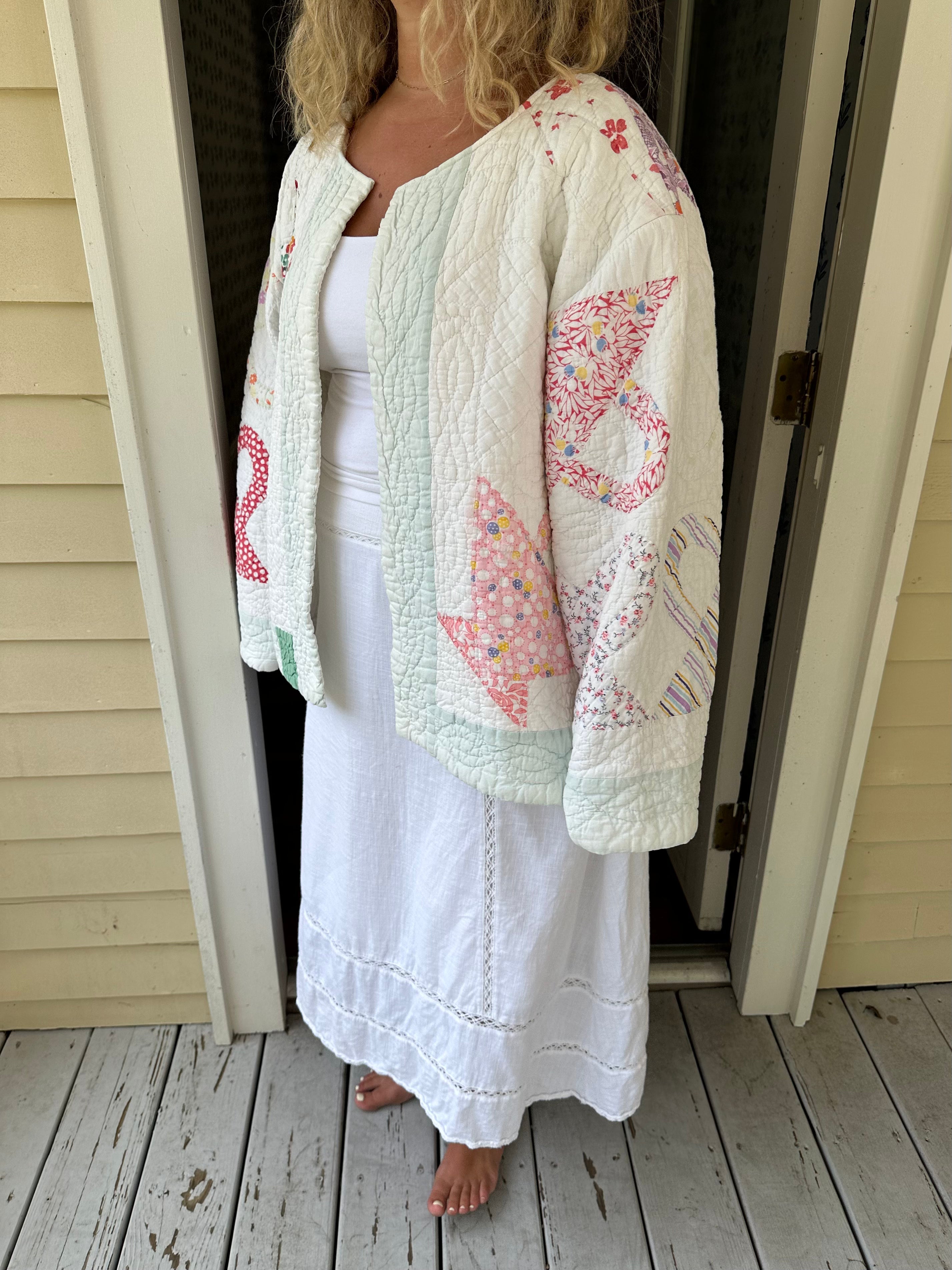 Green Border Basket Quilt Jacket