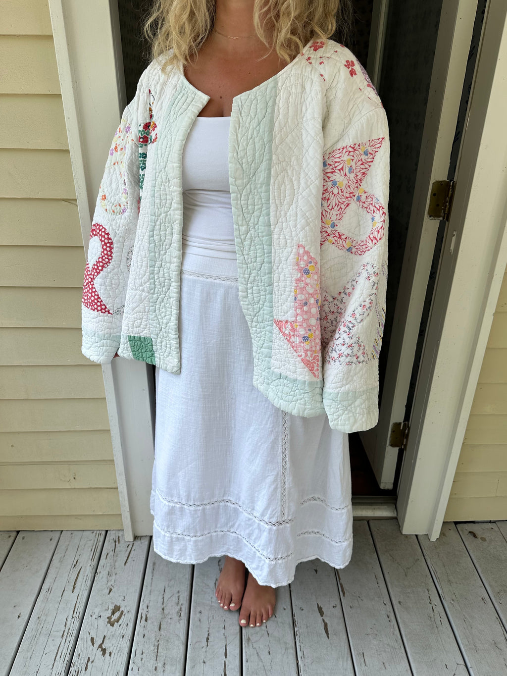 Green Border Basket Quilt Jacket