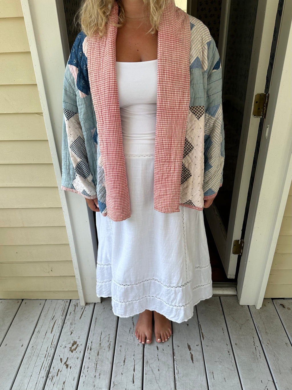 Blue & Red Gingham Chimney Sweep Quilt Jacket