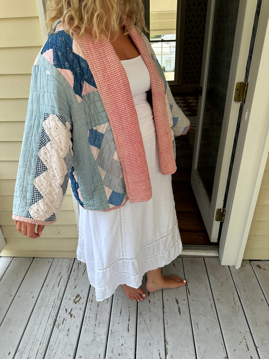 Blue & Red Gingham Chimney Sweep Quilt Jacket