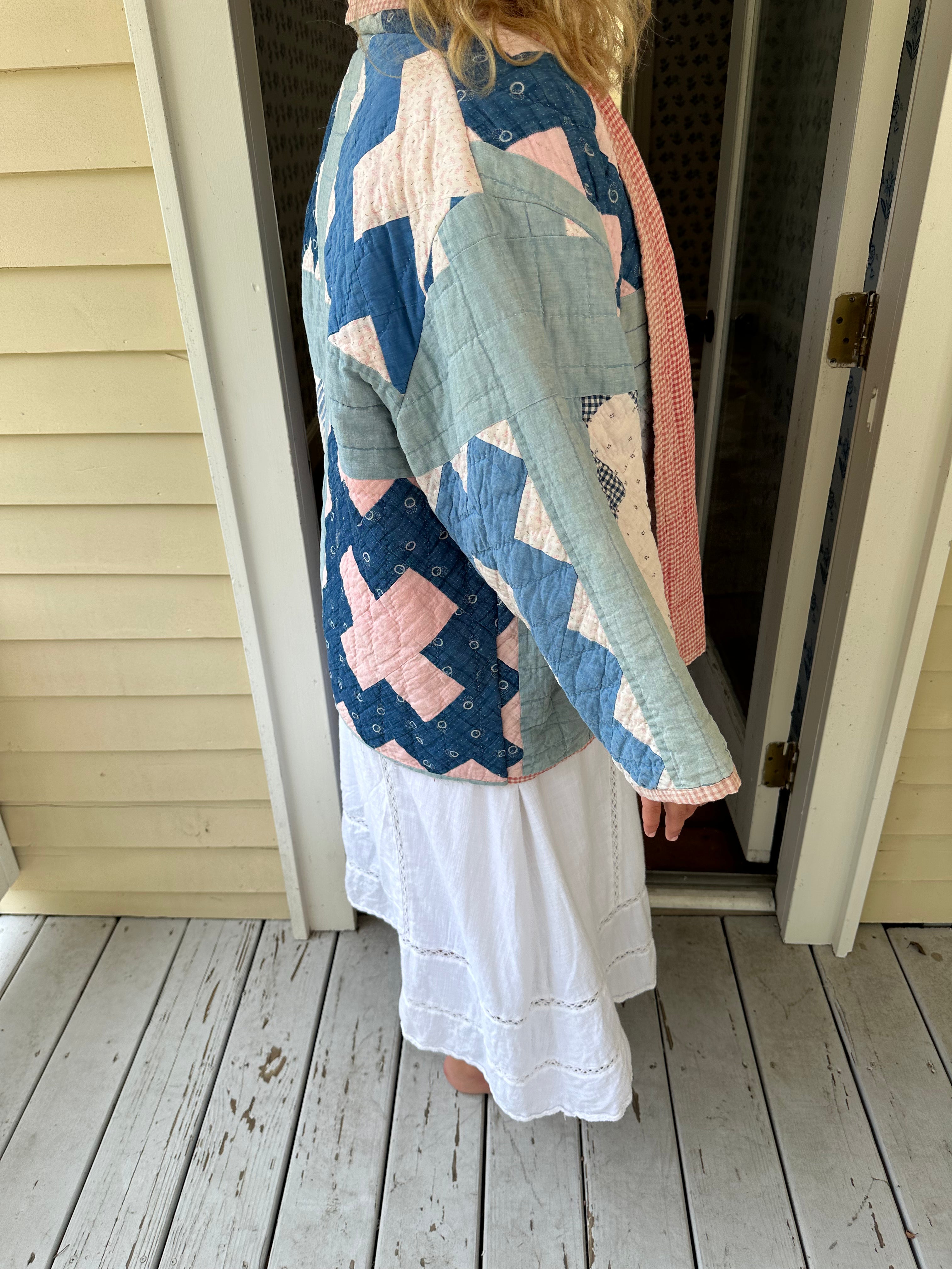 Blue & Red Gingham Chimney Sweep Quilt Jacket