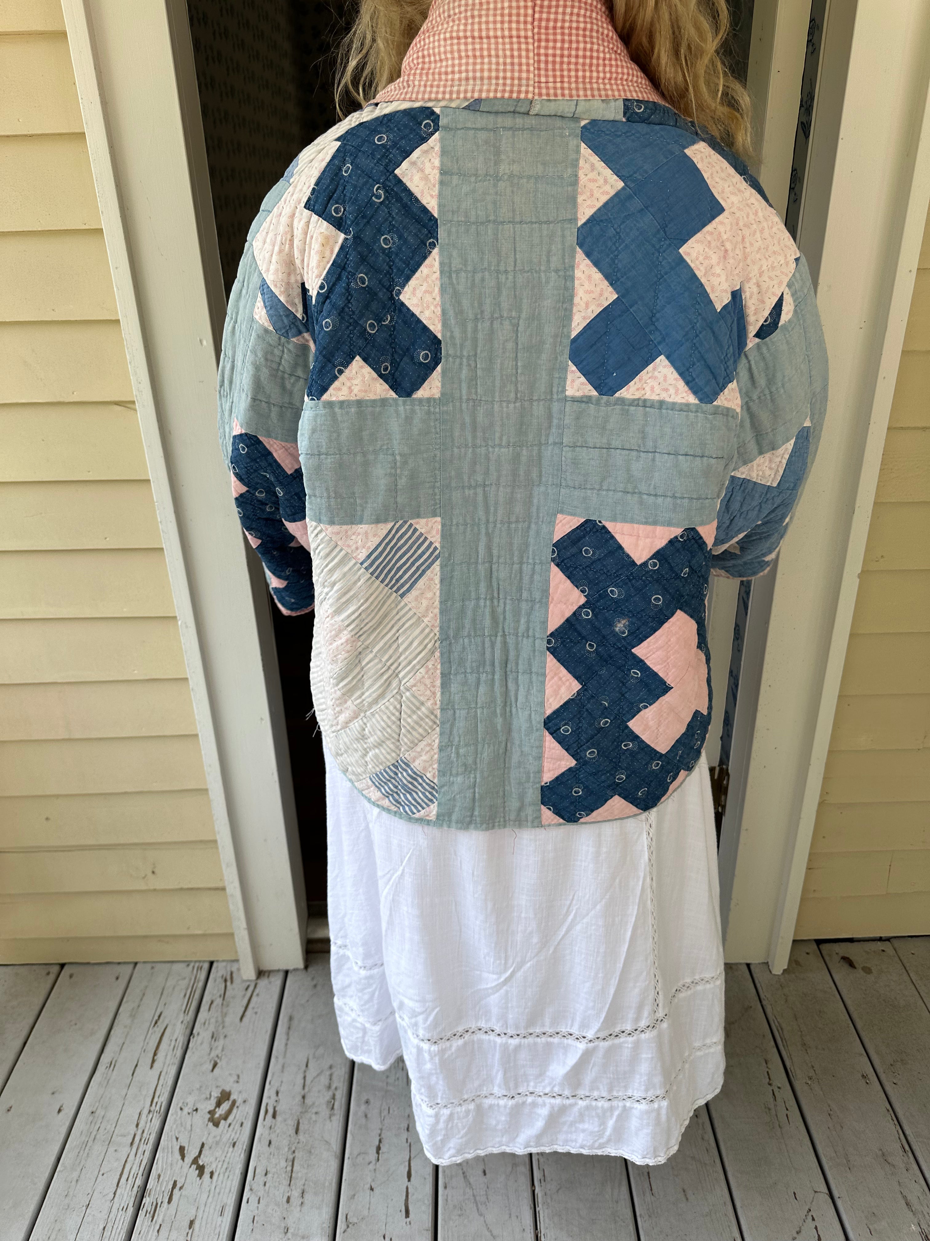 Blue & Red Gingham Chimney Sweep Quilt Jacket