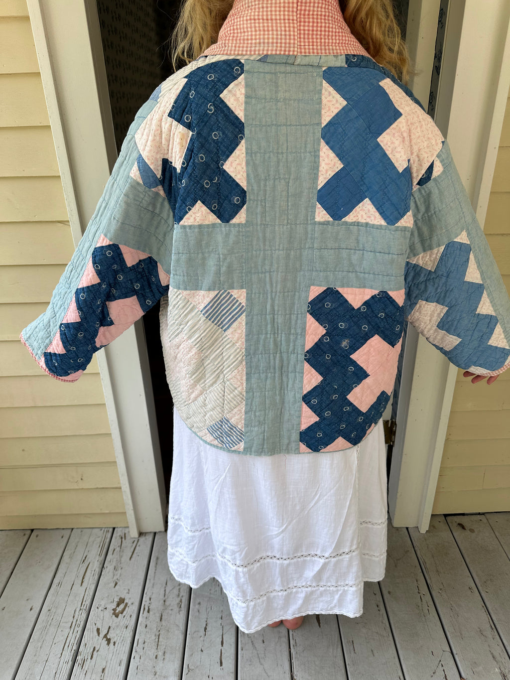 Blue & Red Gingham Chimney Sweep Quilt Jacket