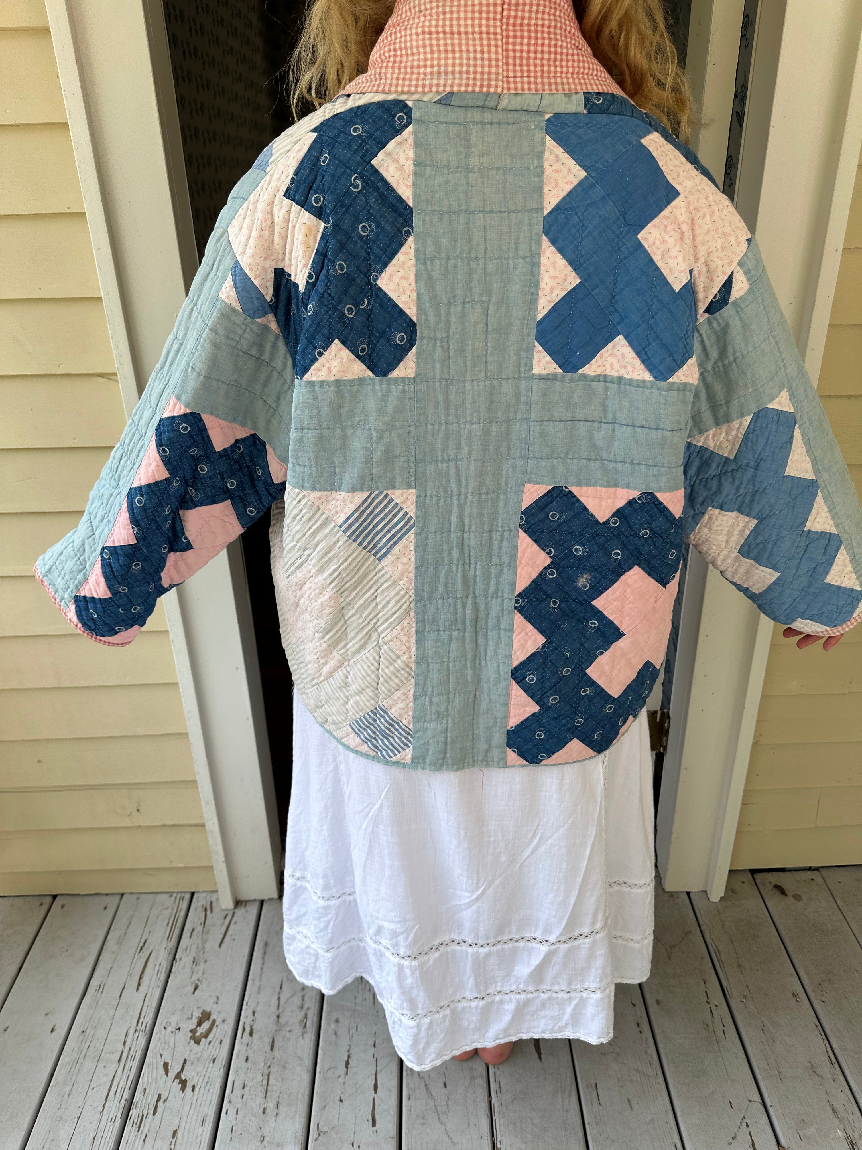 Blue & Red Gingham Chimney Sweep Quilt Jacket