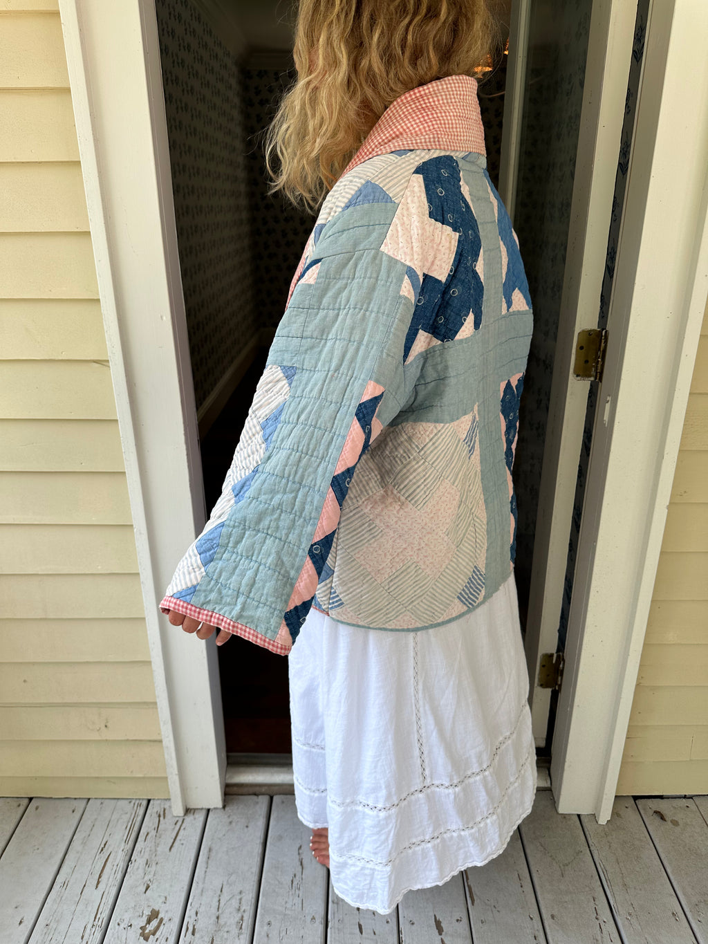 Blue & Red Gingham Chimney Sweep Quilt Jacket