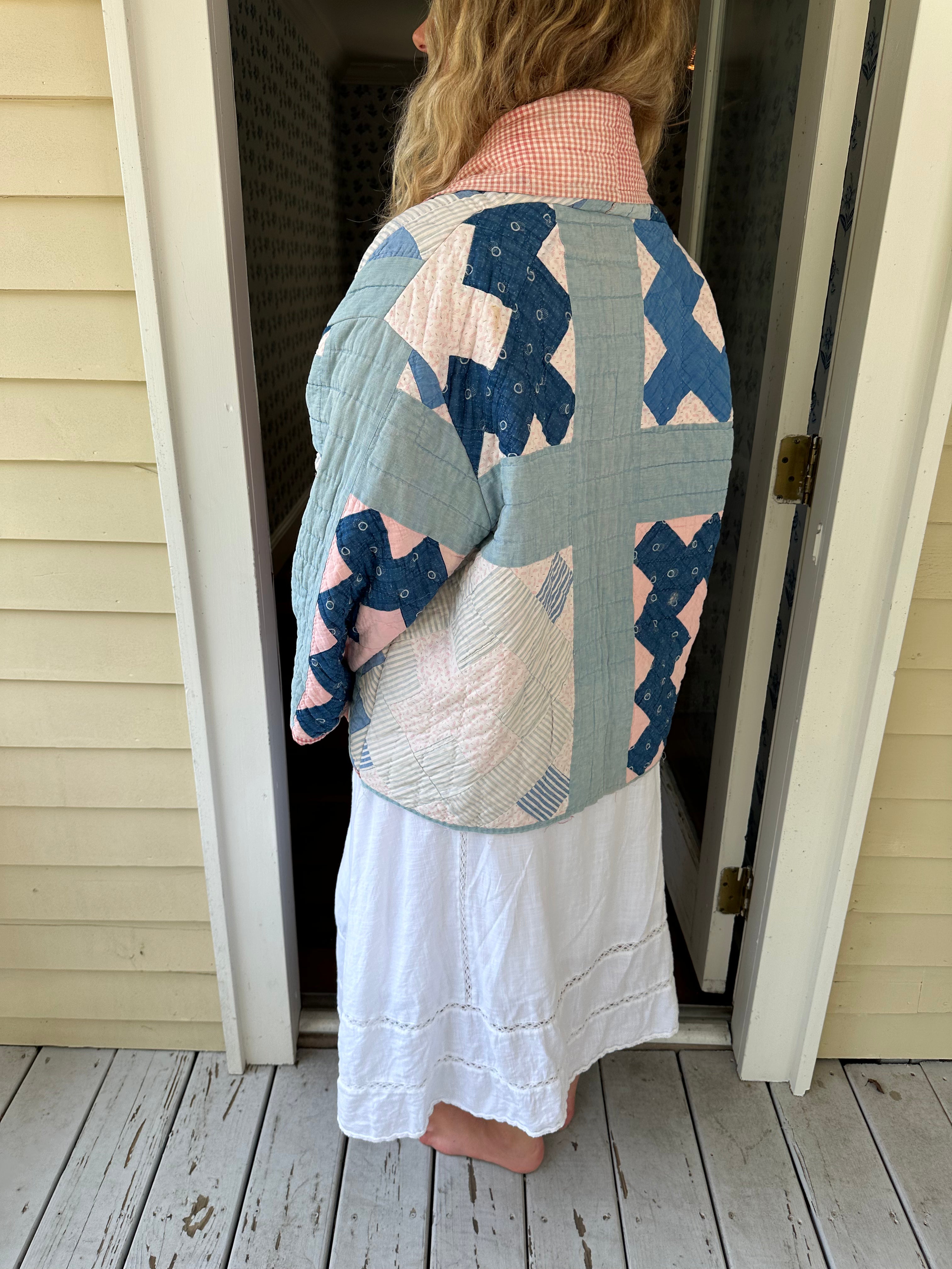 Blue & Red Gingham Chimney Sweep Quilt Jacket