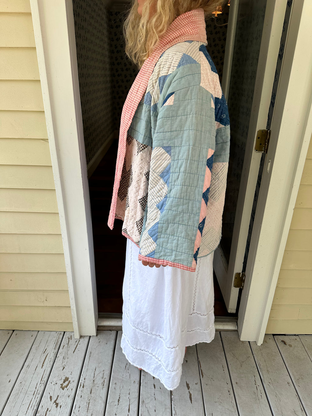 Blue & Red Gingham Chimney Sweep Quilt Jacket