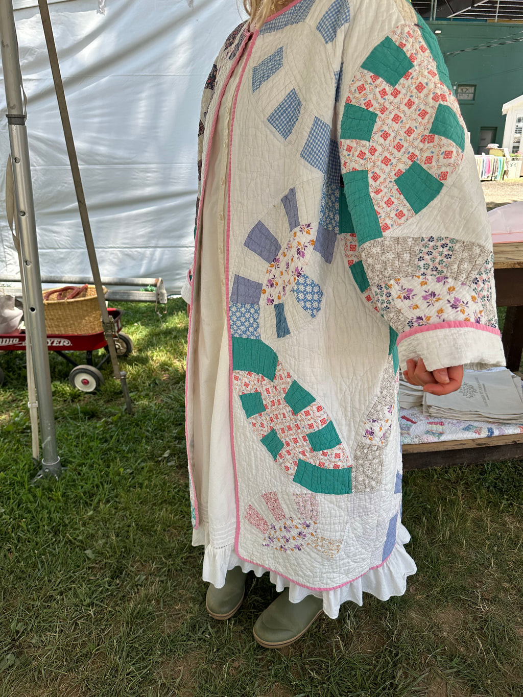 Pink Binding Wedding Ring Quilt Jacket