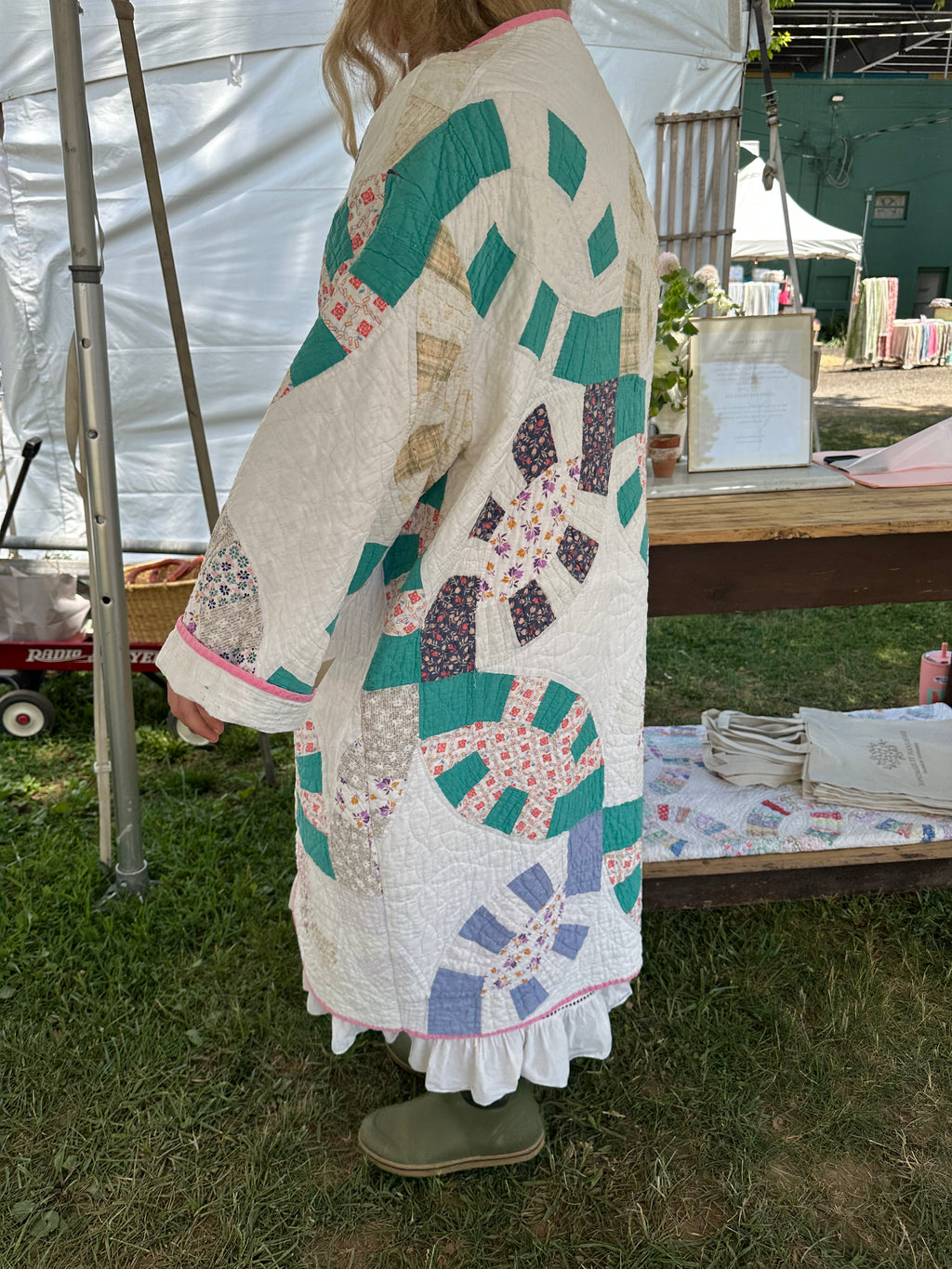 Pink Binding Wedding Ring Quilt Jacket