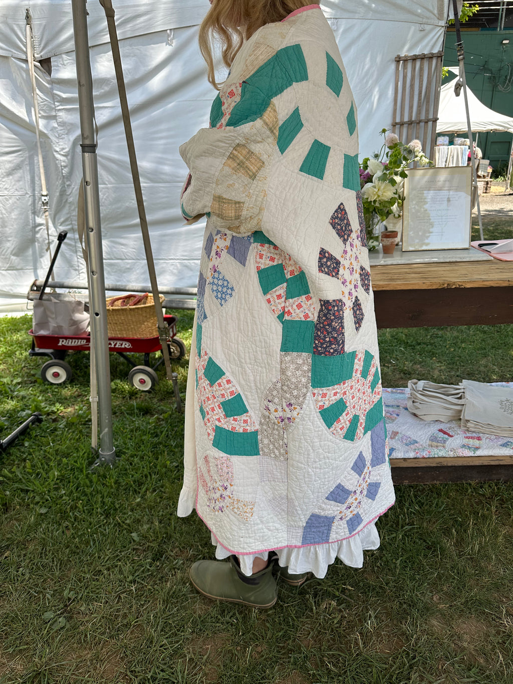 Pink Binding Wedding Ring Quilt Jacket