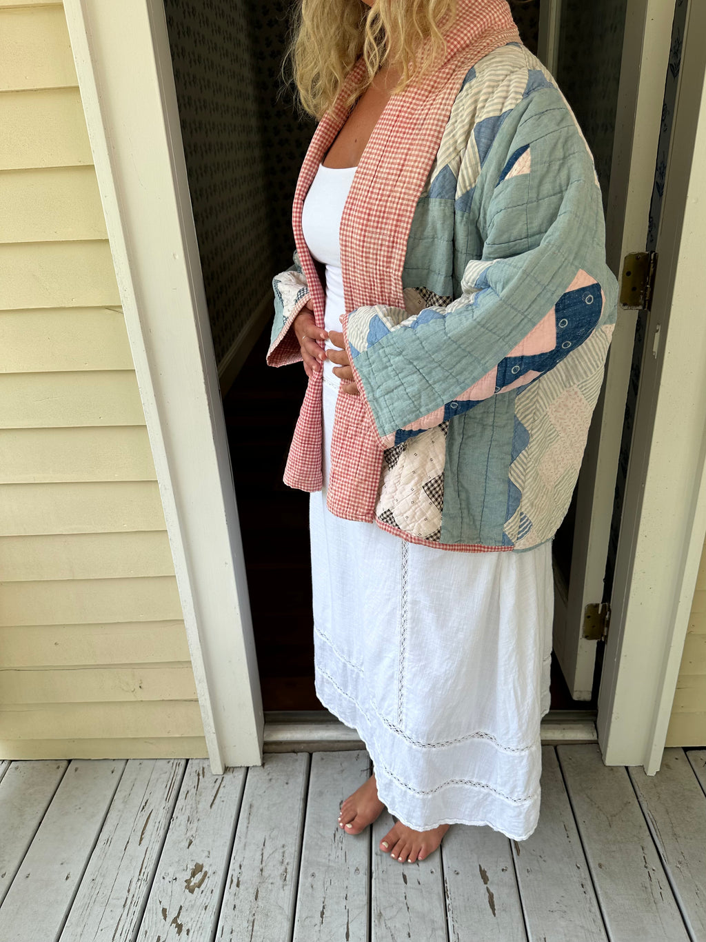 Blue & Red Gingham Chimney Sweep Quilt Jacket