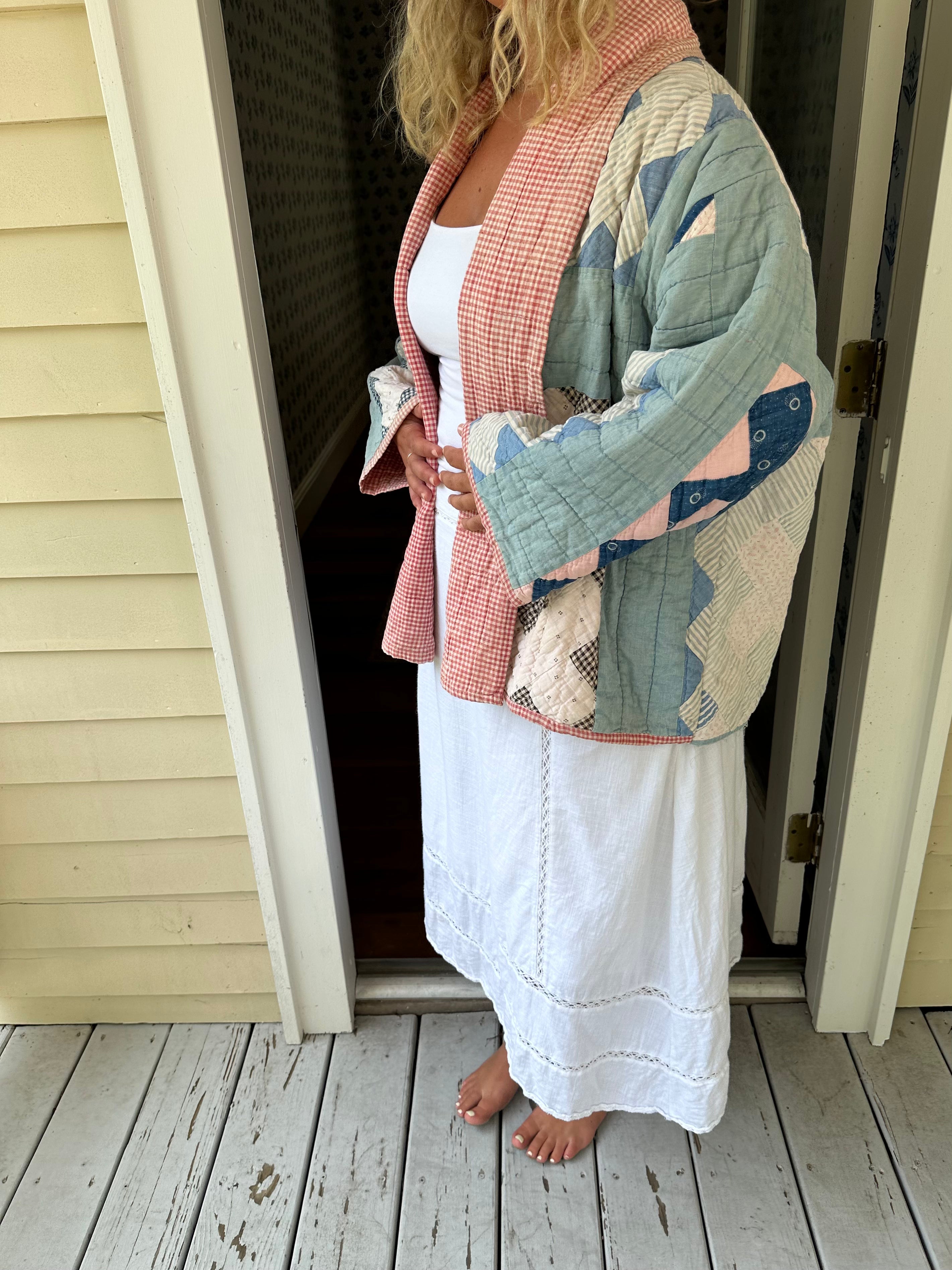 Blue & Red Gingham Chimney Sweep Quilt Jacket