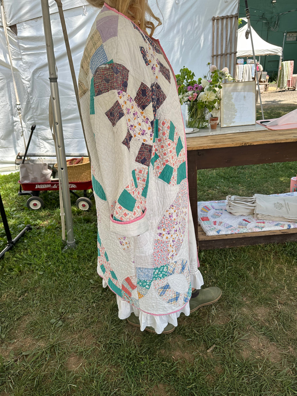 Pink Binding Wedding Ring Quilt Jacket