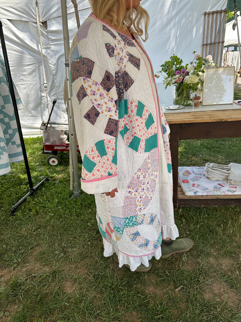 Pink Binding Wedding Ring Quilt Jacket