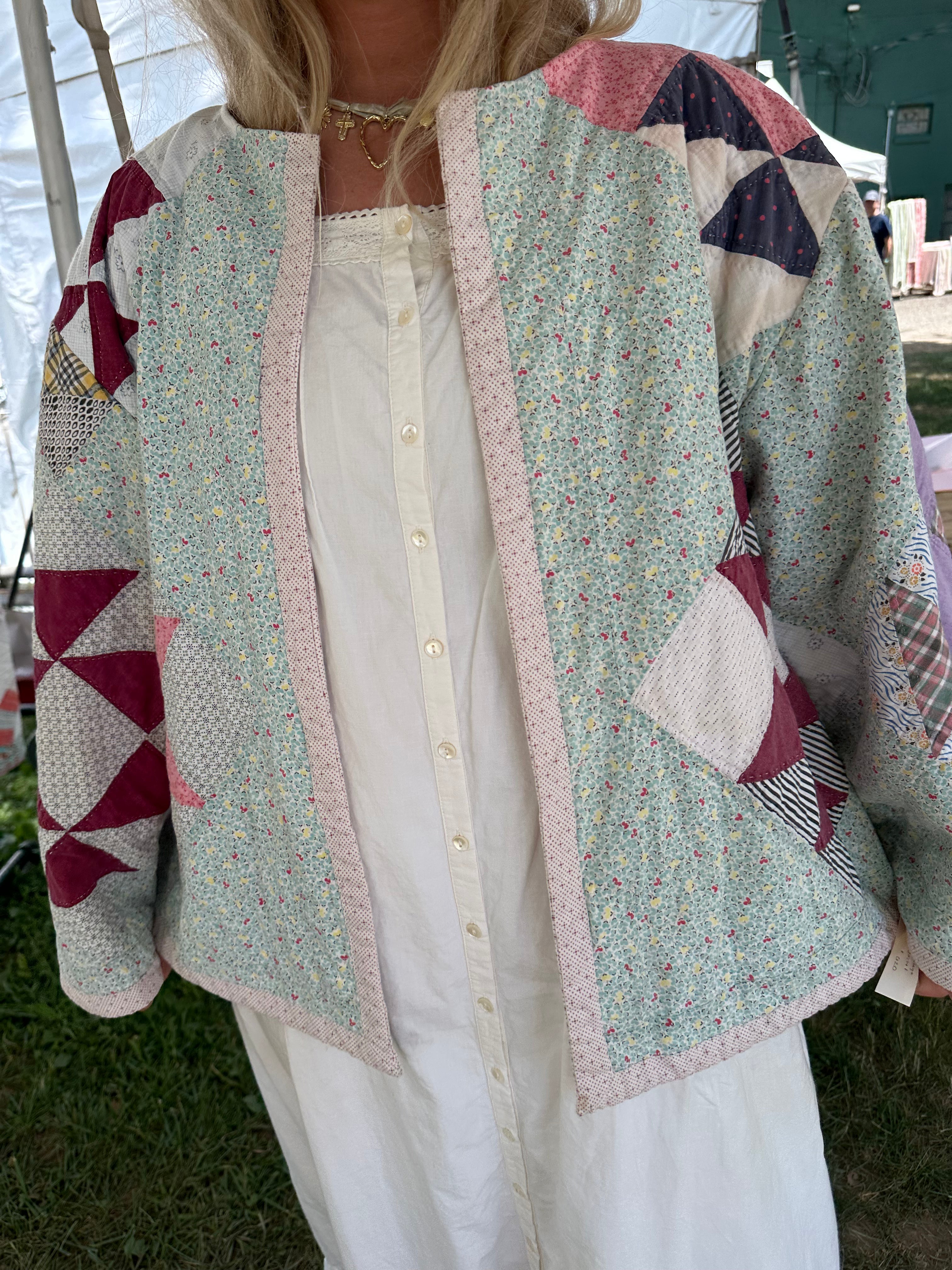 Half Square Floral Quilt Jacket