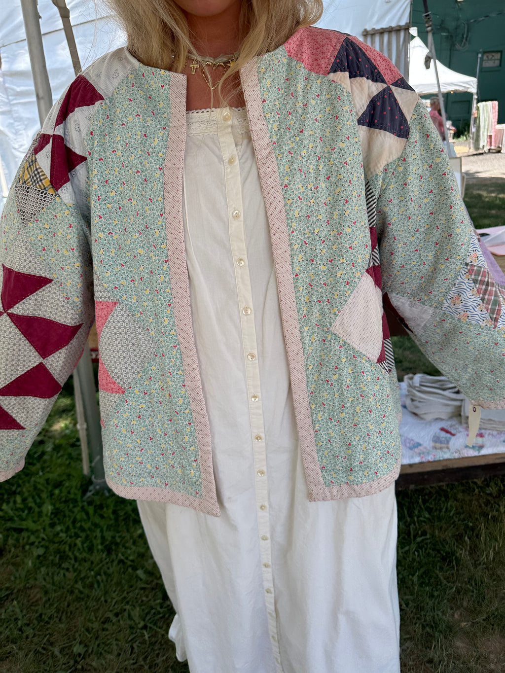Half Square Floral Quilt Jacket