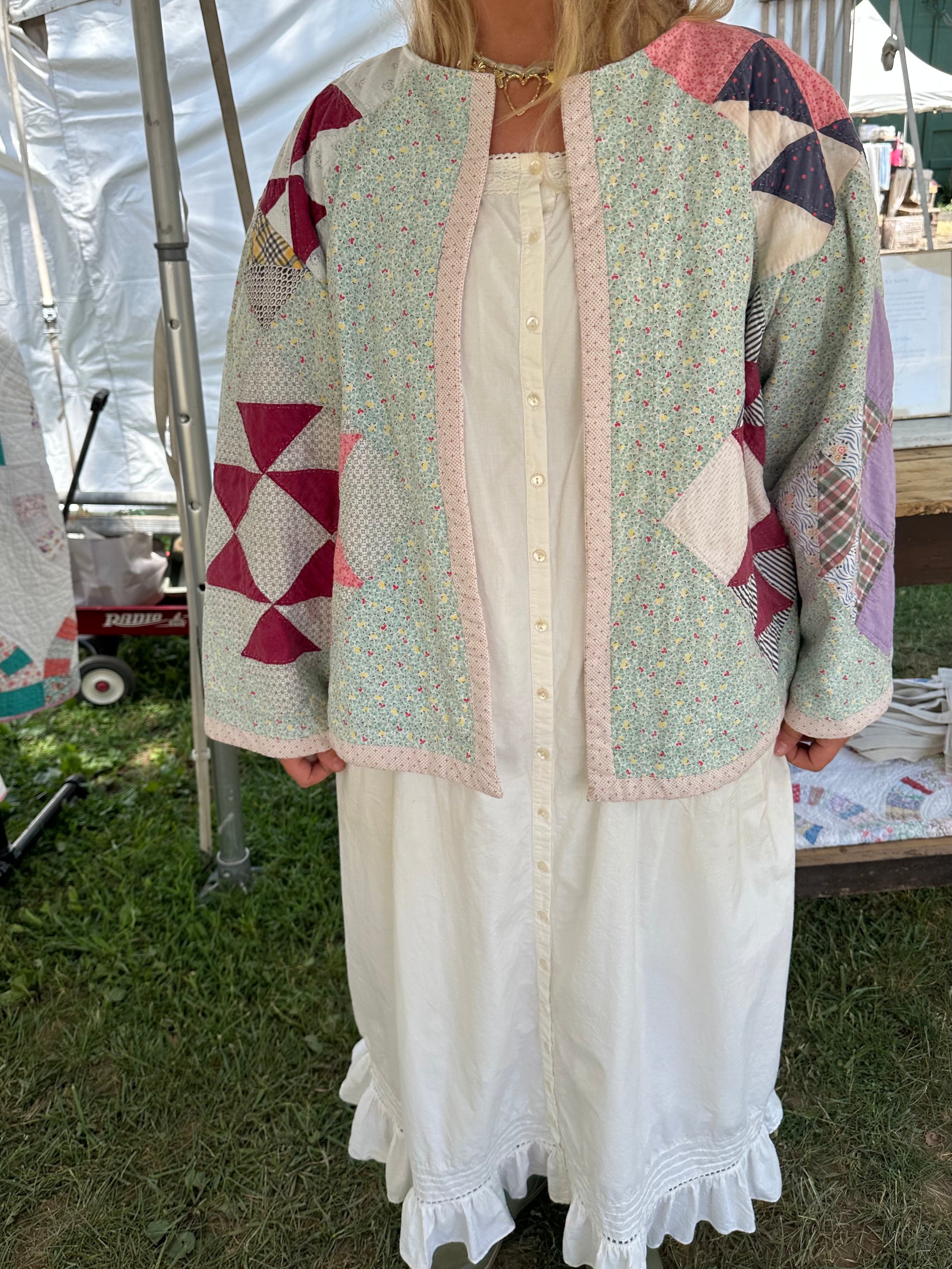 Half Square Floral Quilt Jacket