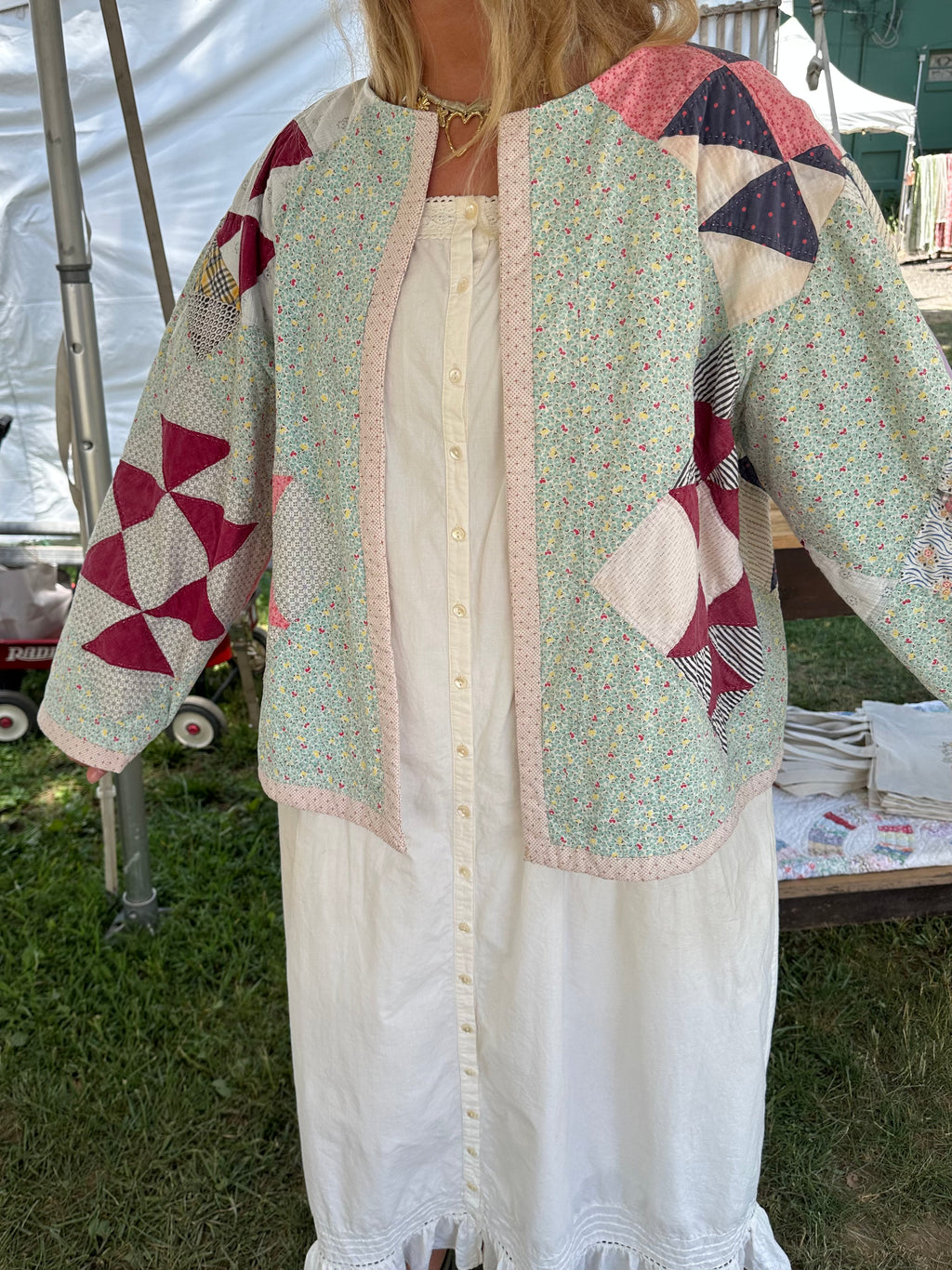 Half Square Floral Quilt Jacket