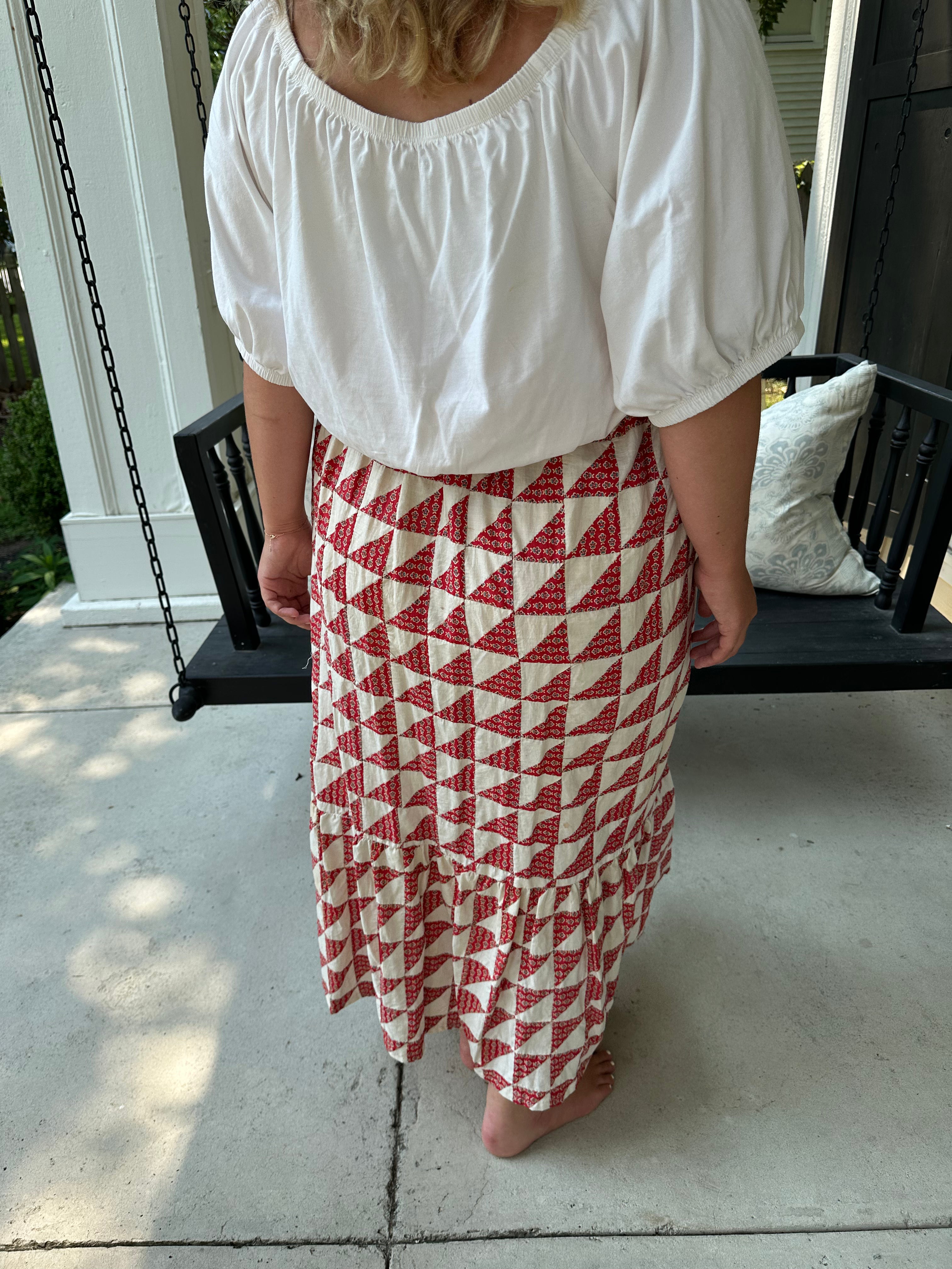 Red Floral Quilt Top Skirt