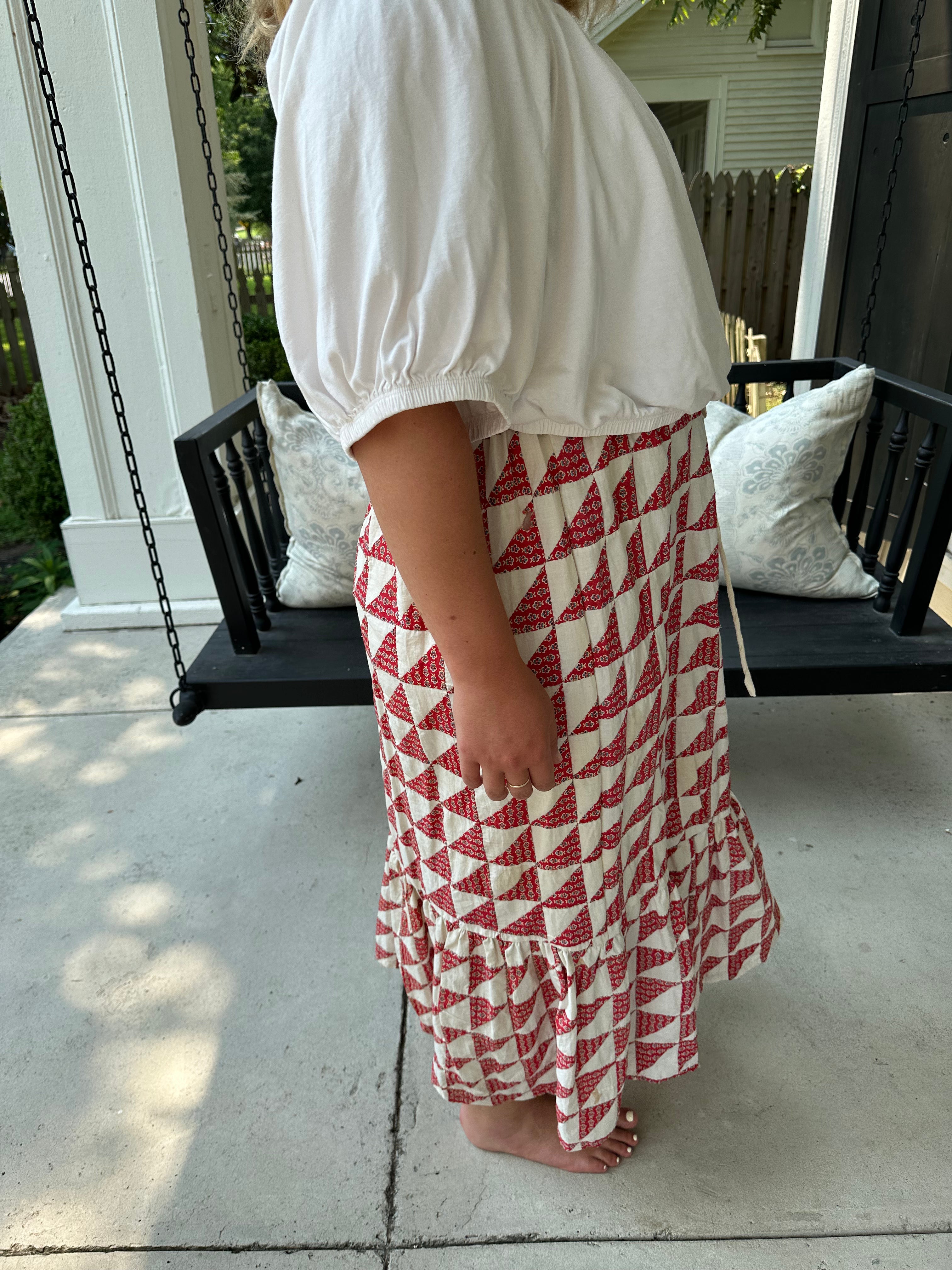Red Floral Quilt Top Skirt