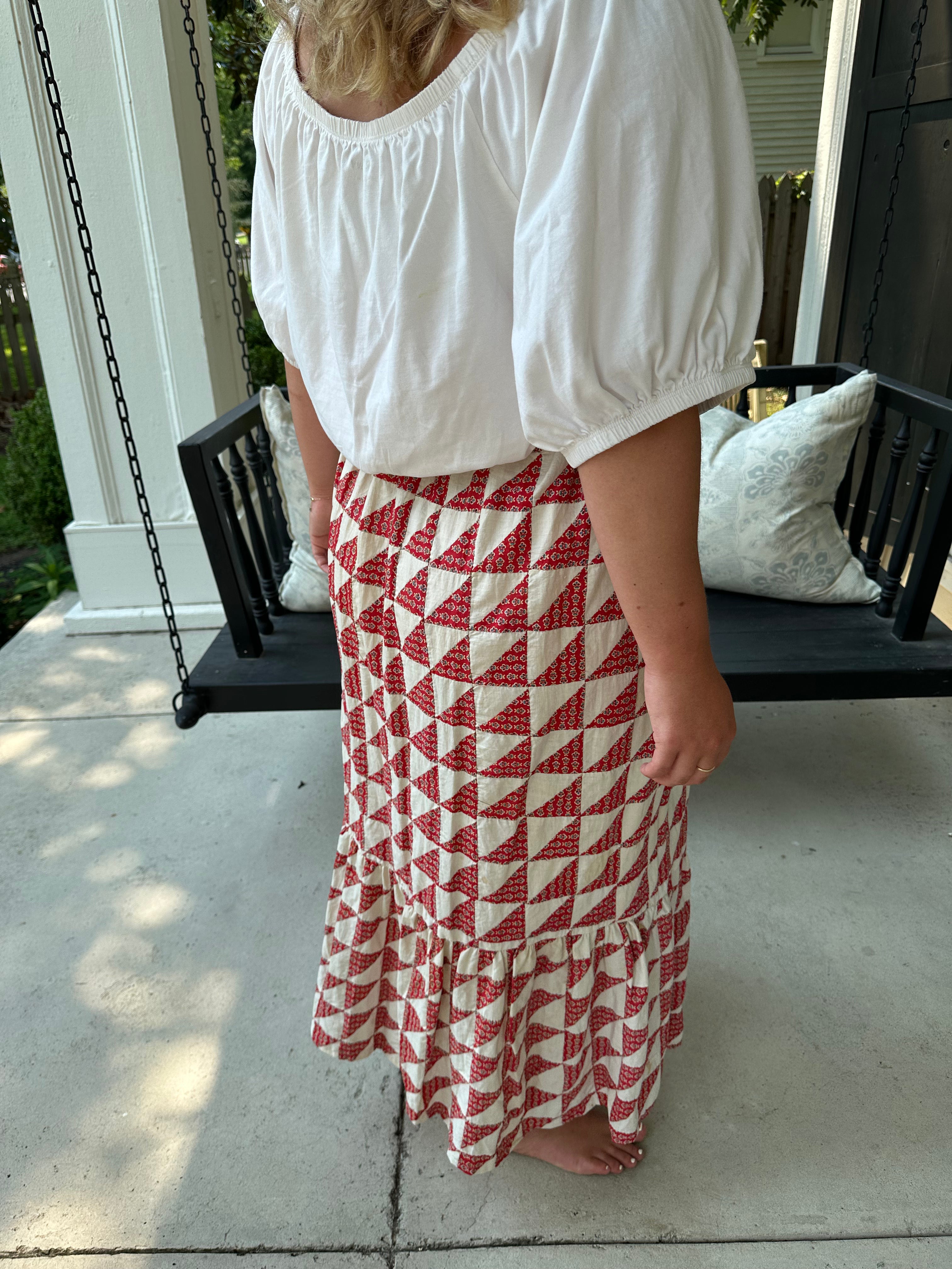 Red Floral Quilt Top Skirt