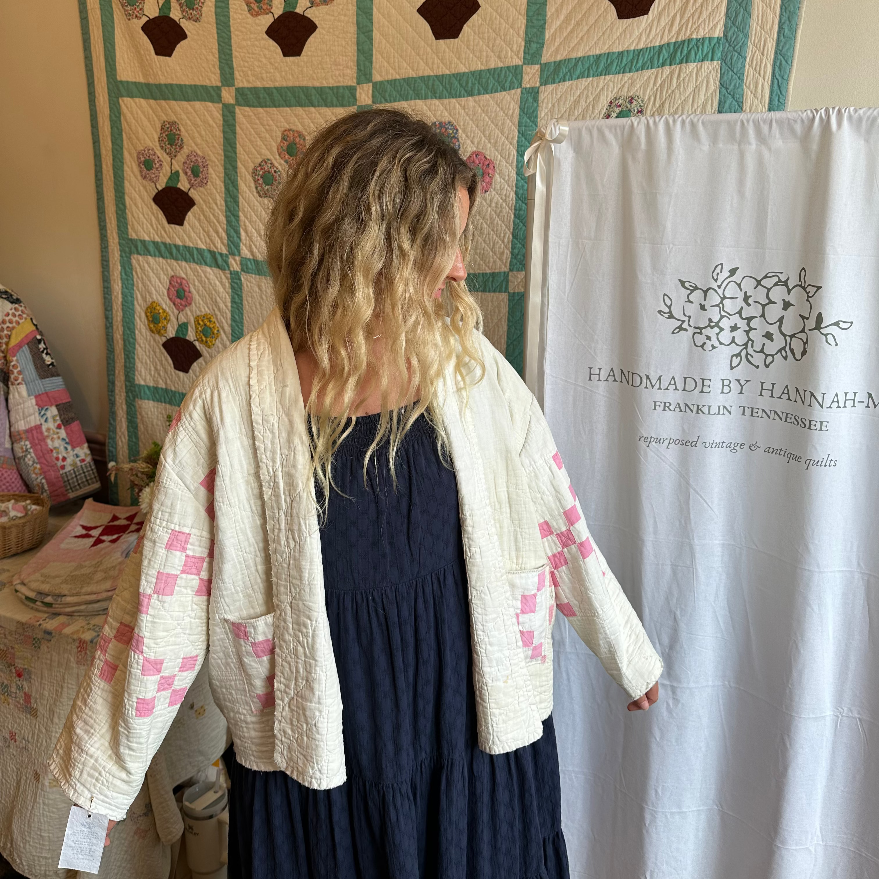 Pink & White Nine Patch Quilt Jacket
