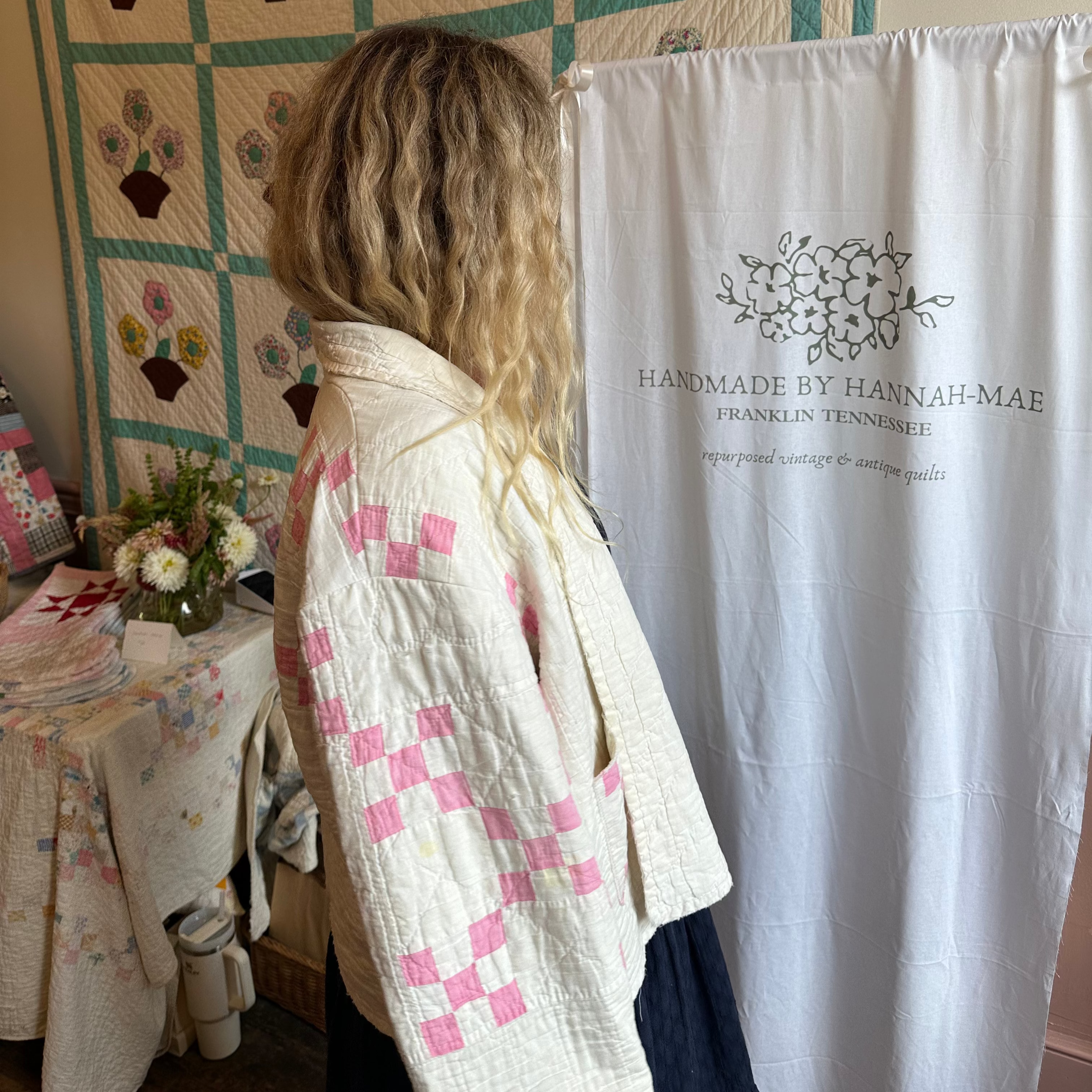 Pink & White Nine Patch Quilt Jacket