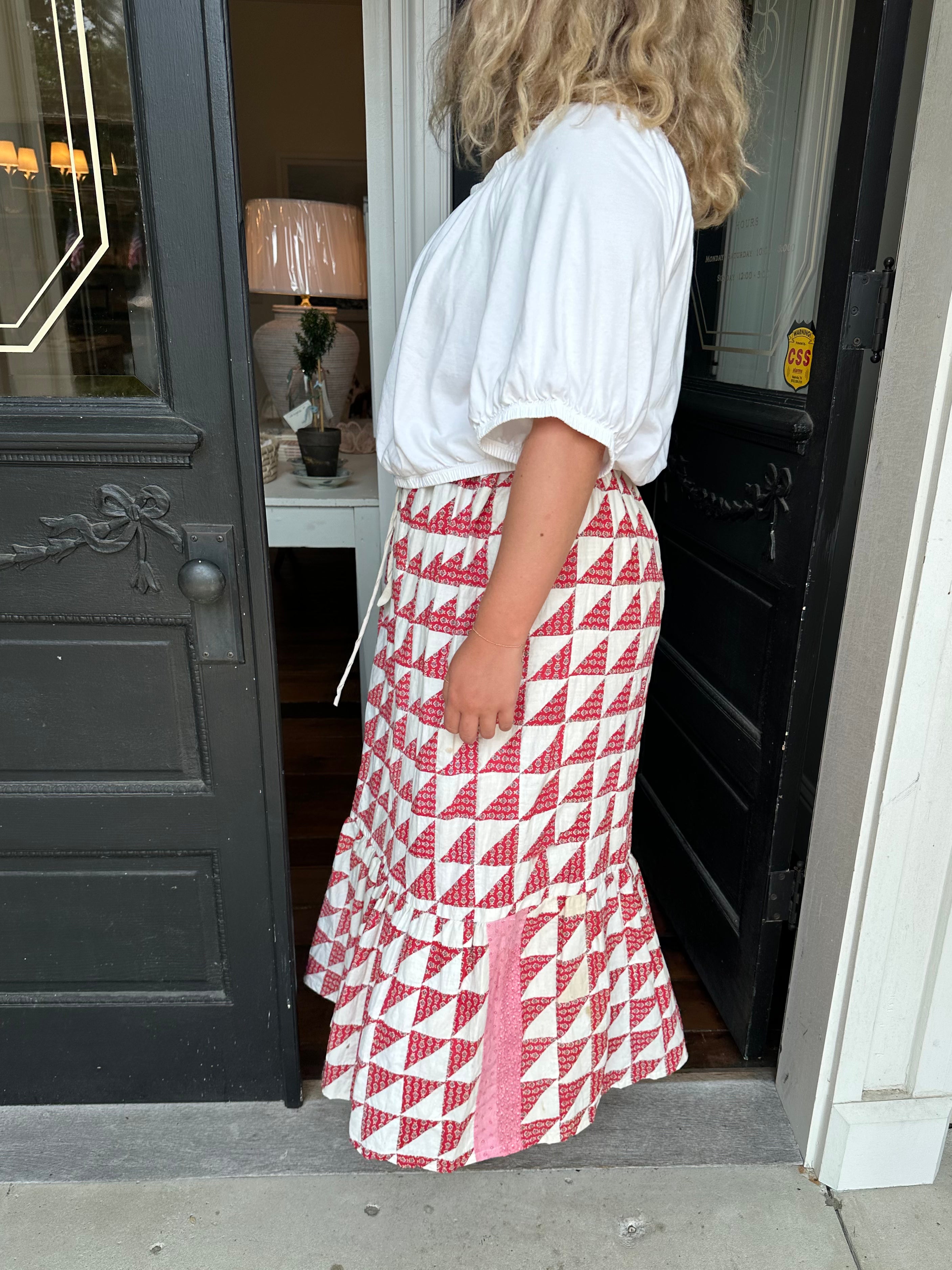 Red Floral Quilt Top Skirt