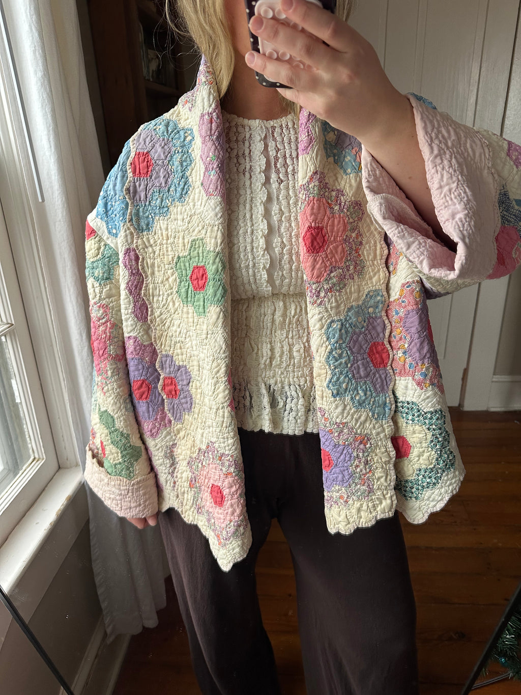 Pink Grandma's Garden Quilt Jacket